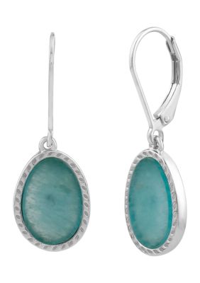 Belk Silverworks Sterling Silver Genuine Oval Stone Drop Earrings