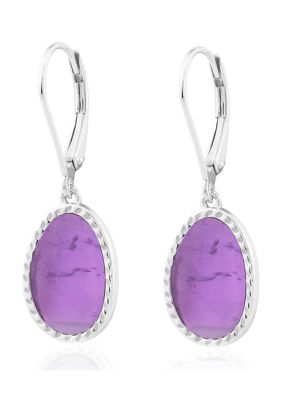 Belk Silverworks Sterling Silver Genuine Oval Stone Drop Earrings
