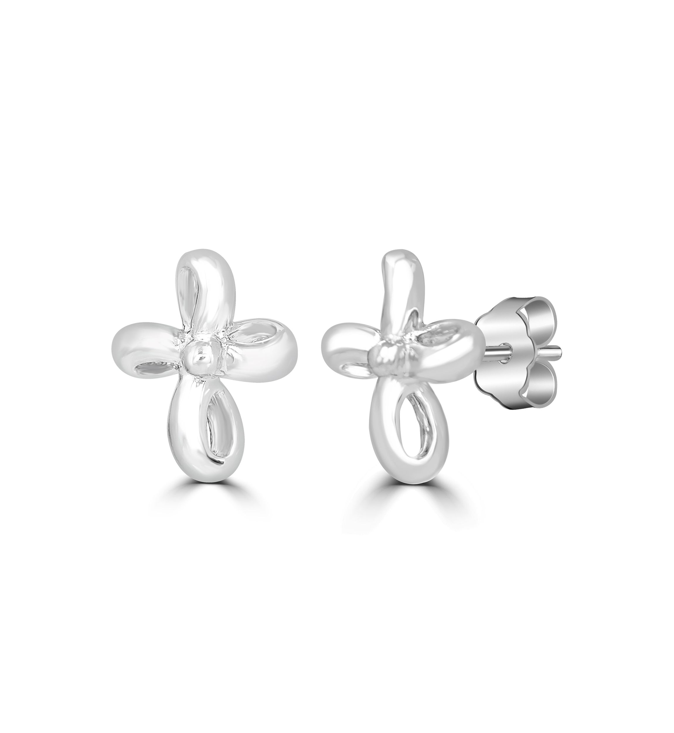  Flower Cross Sterling Silver Stud Earrings