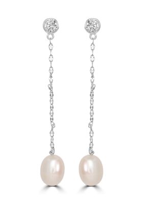 Belk Silverworks Sterling Silver Cubic Zirconia Pearl Earrings