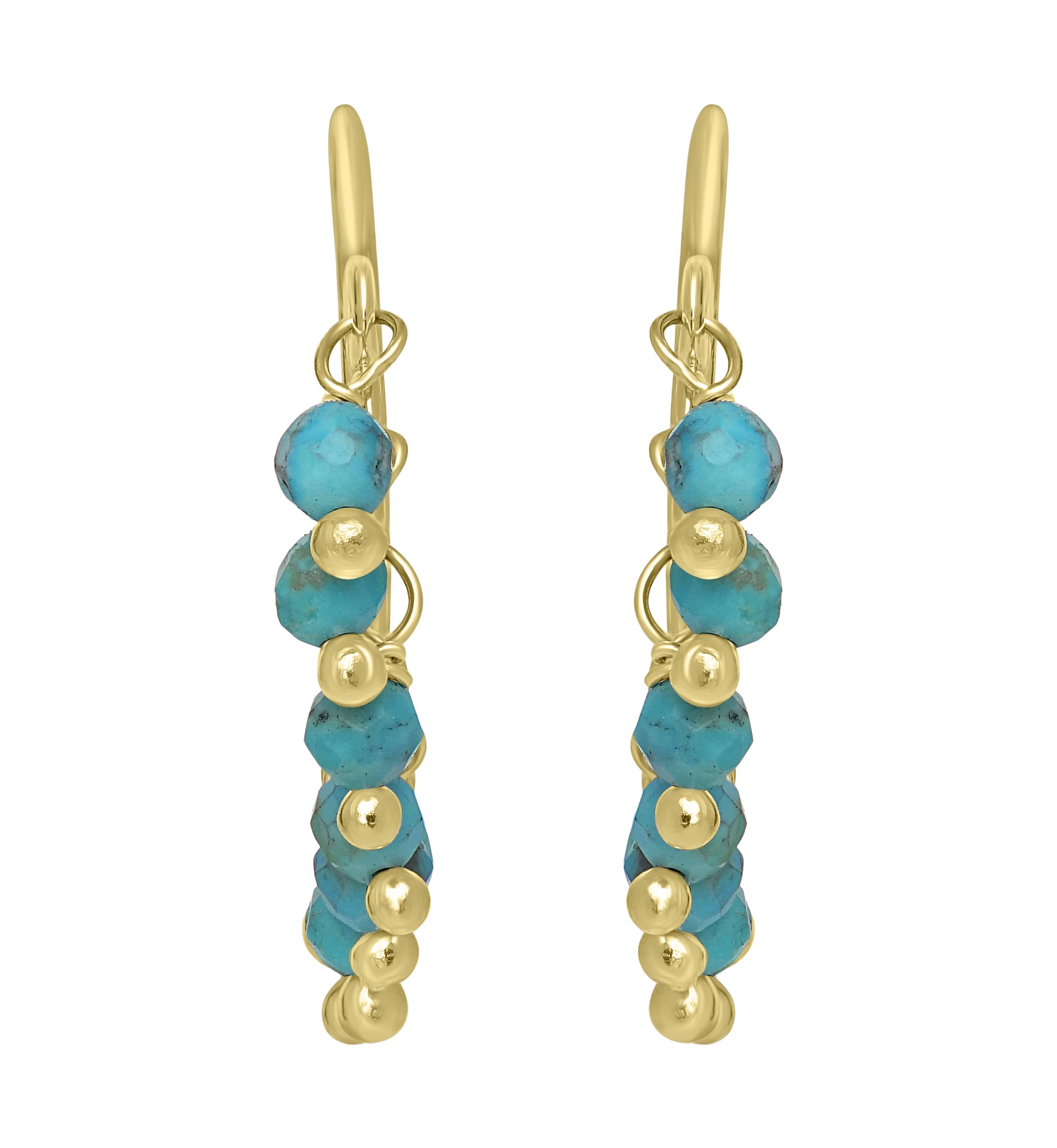 Gold Over Sterling Silver Beaded Hoop Earrings