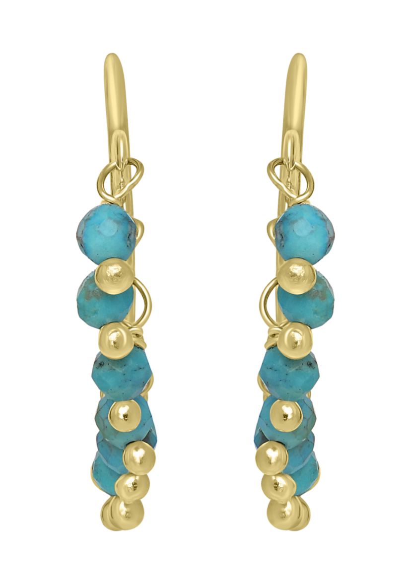 Gold Over Sterling Silver Beaded Hoop Earrings