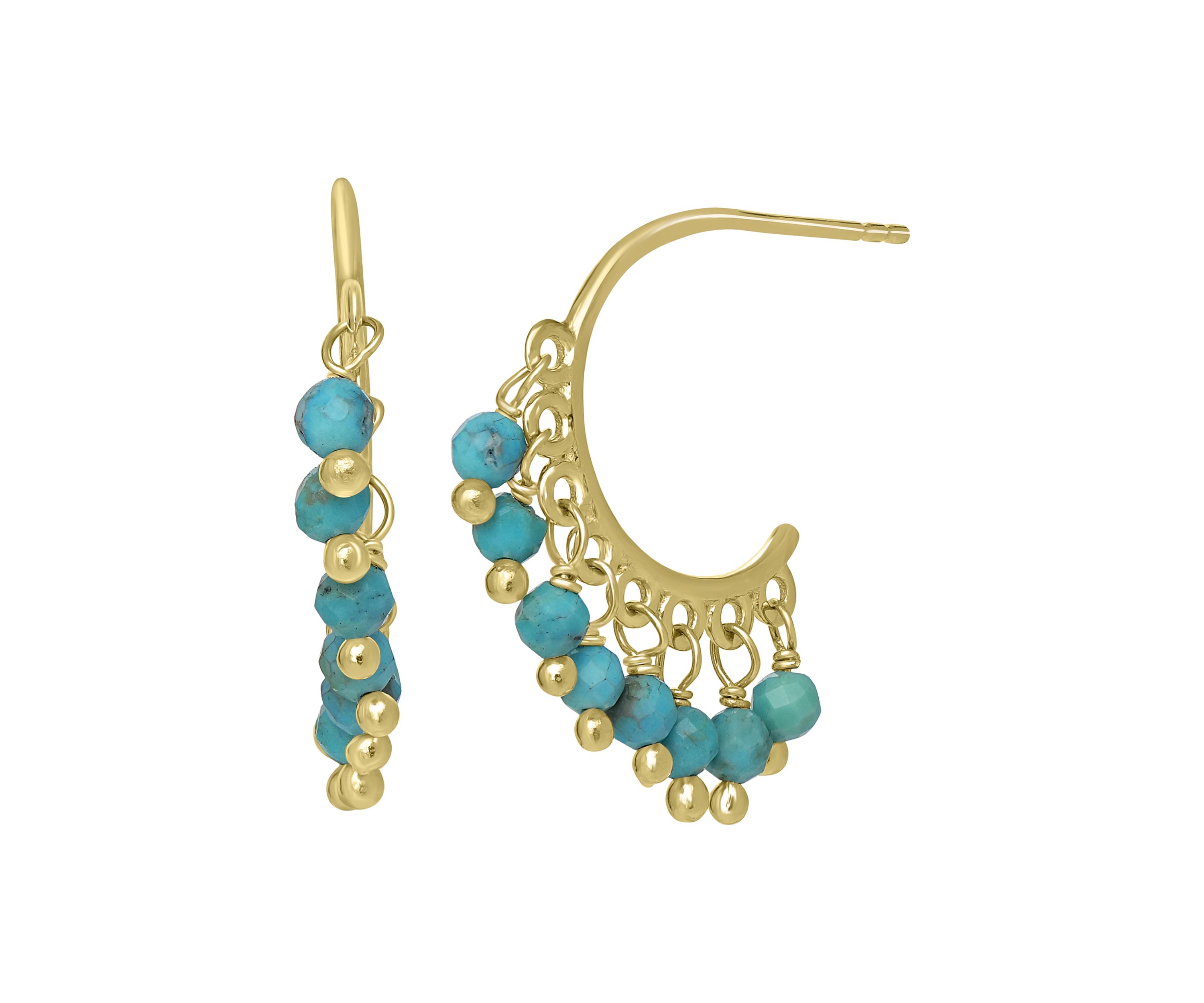 Gold Over Sterling Silver Beaded Hoop Earrings