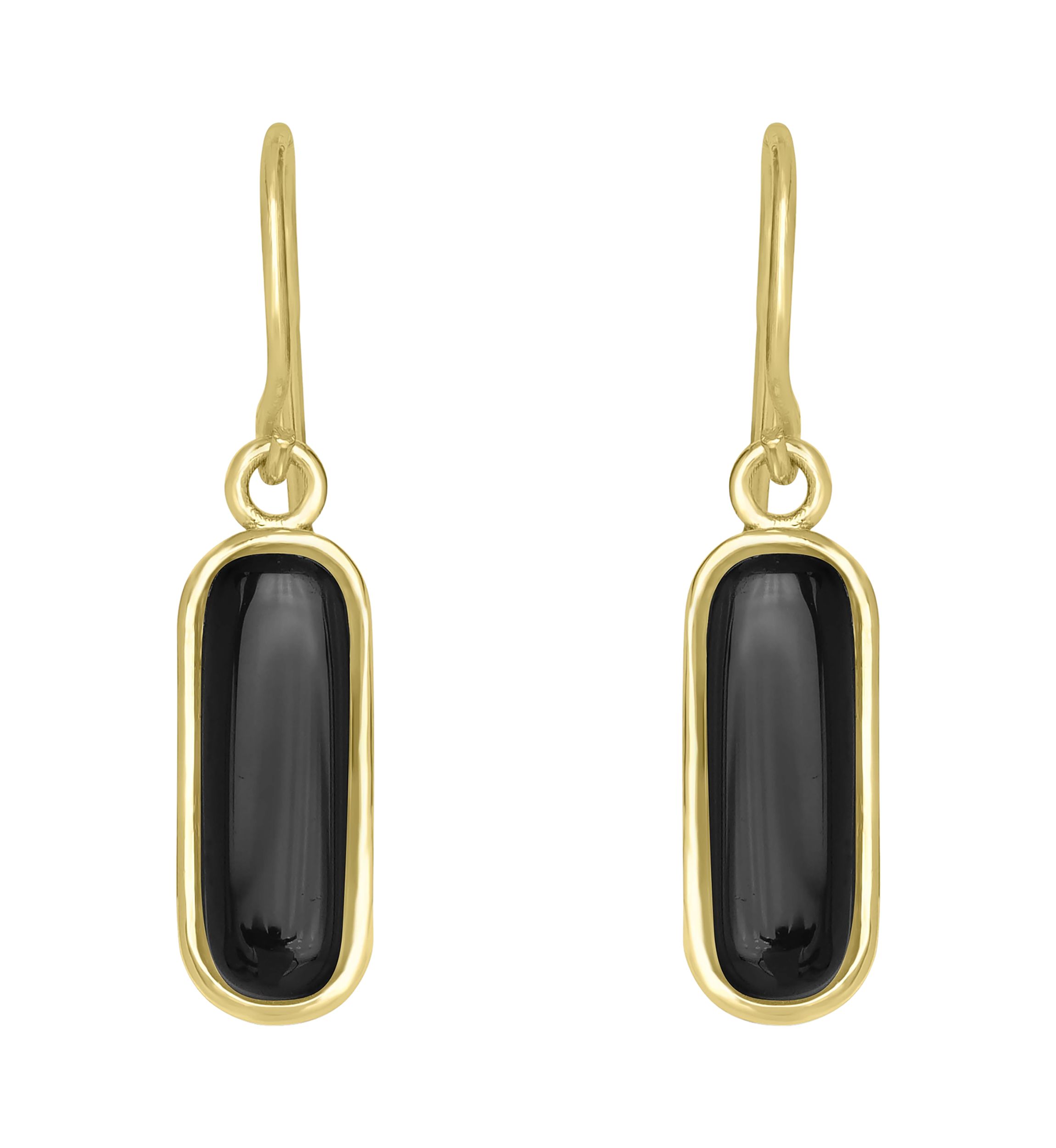 Gold Over Sterling Silver Rectangular Drop Earrings