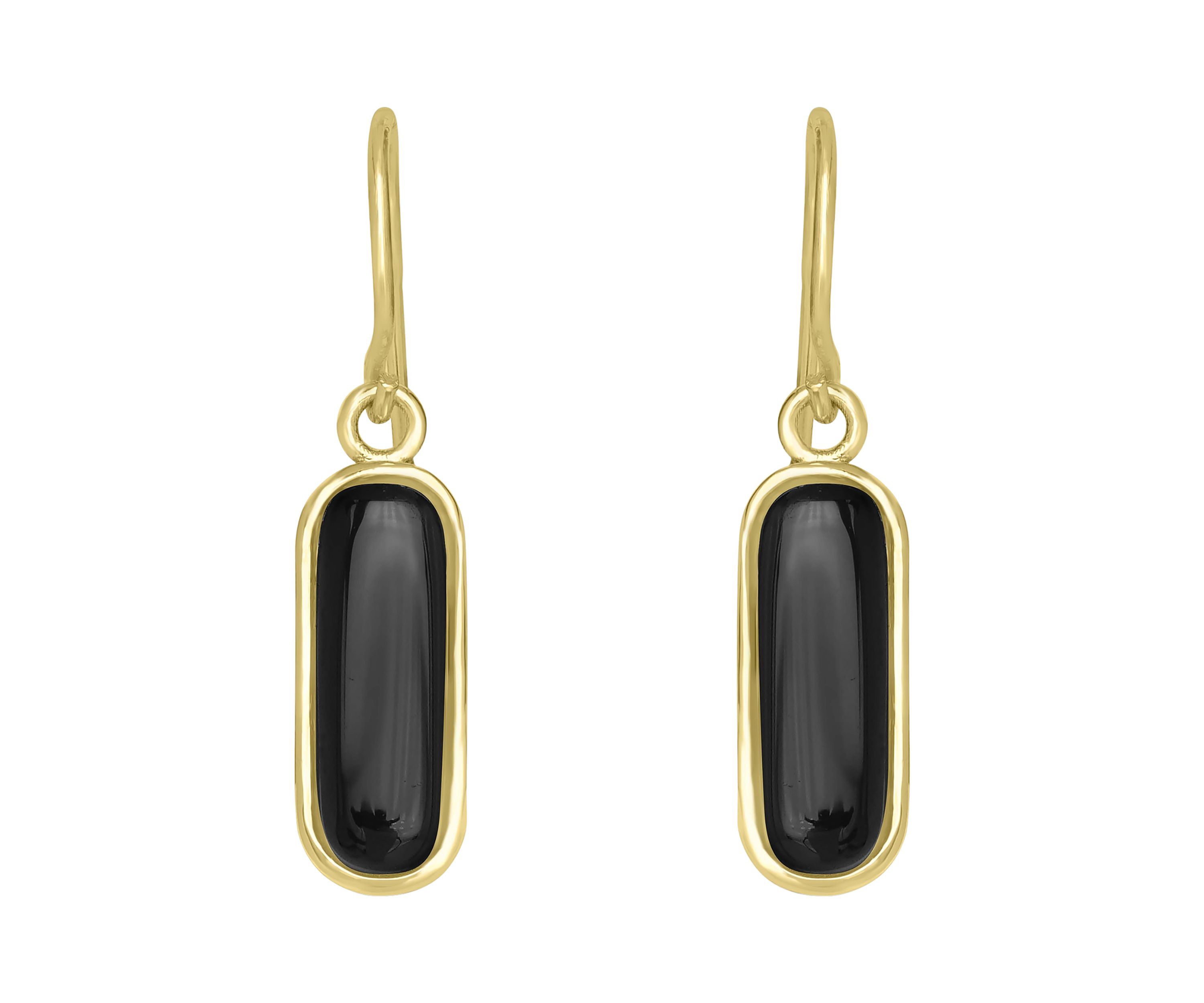 Gold Over Sterling Silver Rectangular Drop Earrings