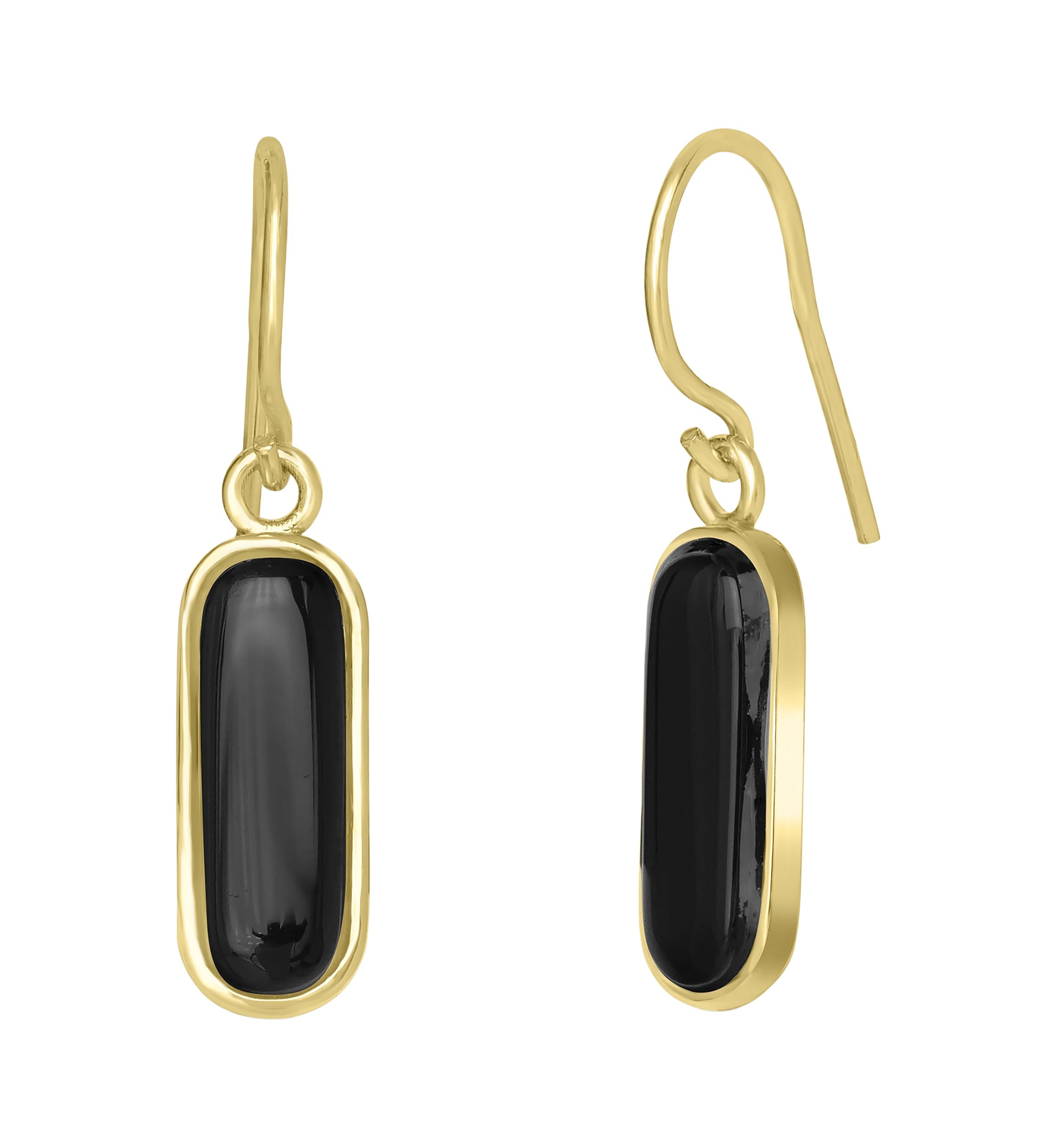 Gold Over Sterling Silver Rectangular Drop Earrings