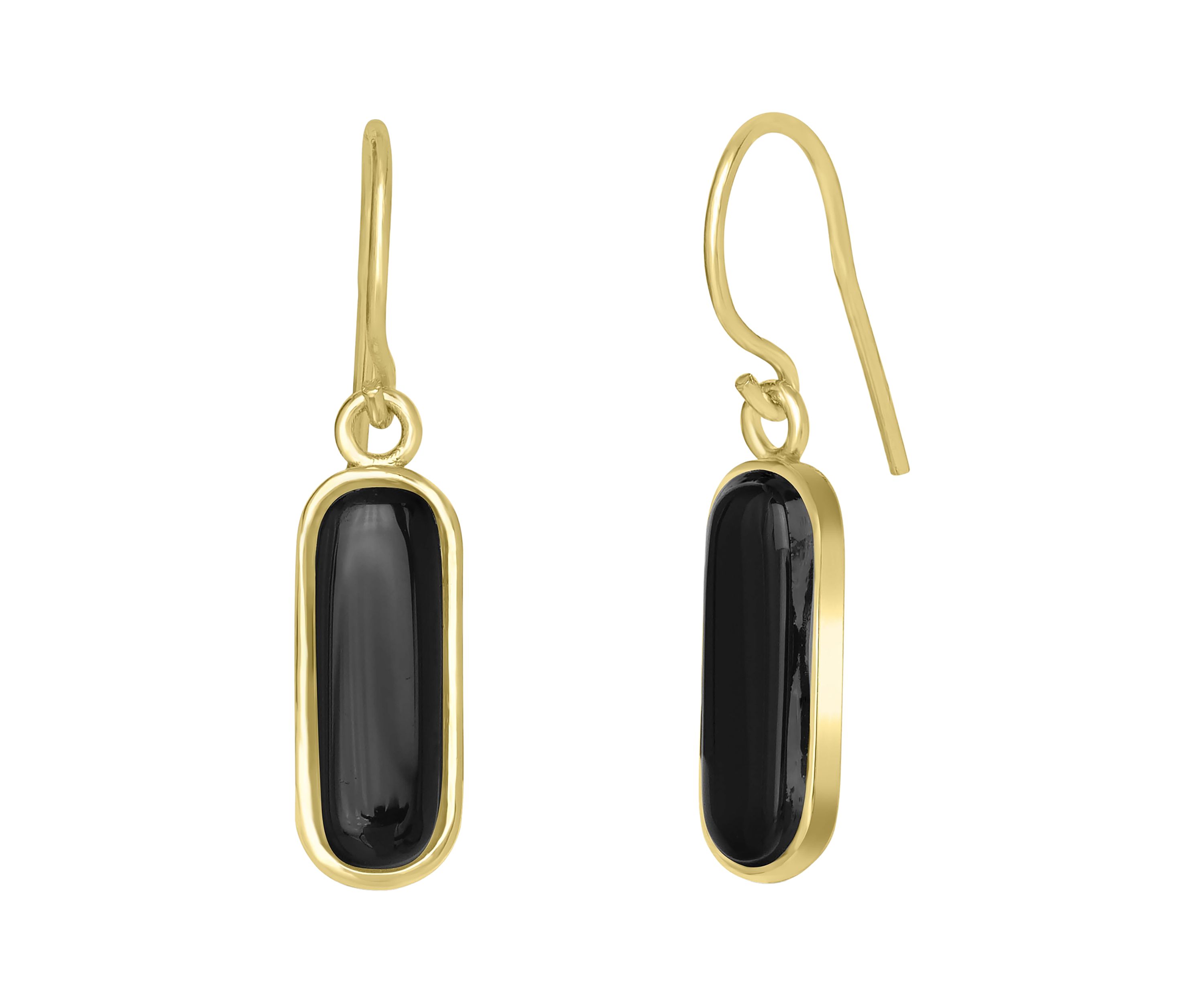 Gold Over Sterling Silver Rectangular Drop Earrings