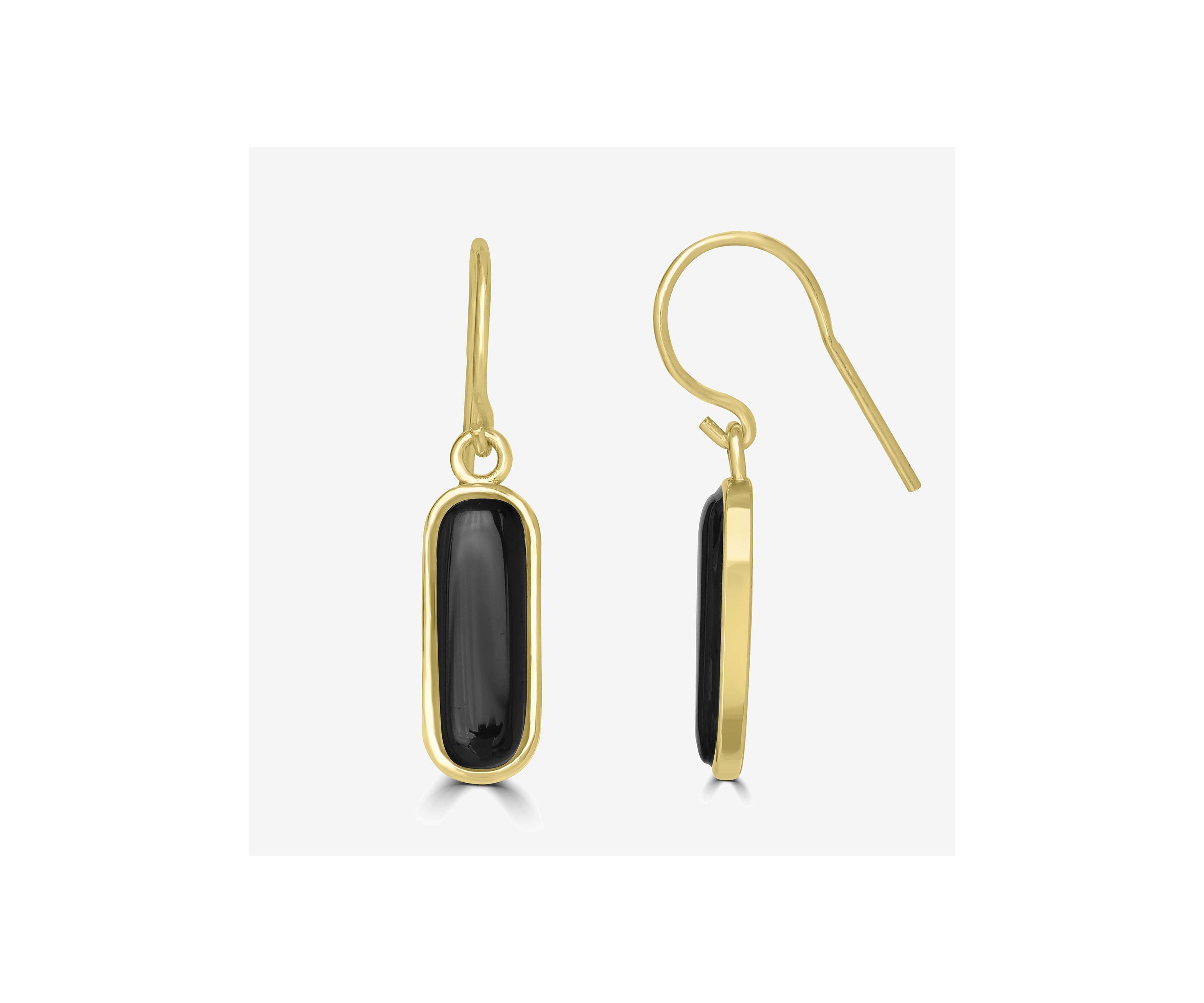 Gold Over Sterling Silver Rectangular Drop Earrings