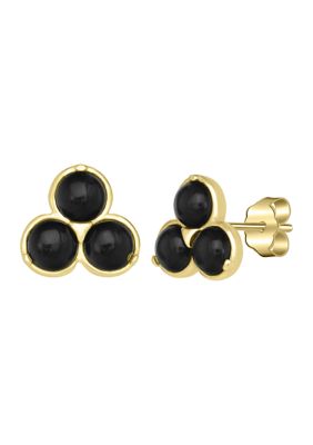 Gold Over Sterling Silver Trillion Cut Stud Earrings