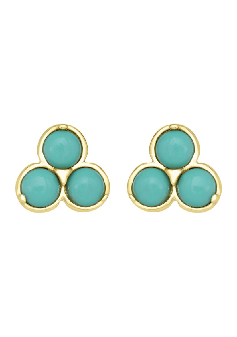 Gold Over Sterling Silver Trillion Cut Stud Earrings
