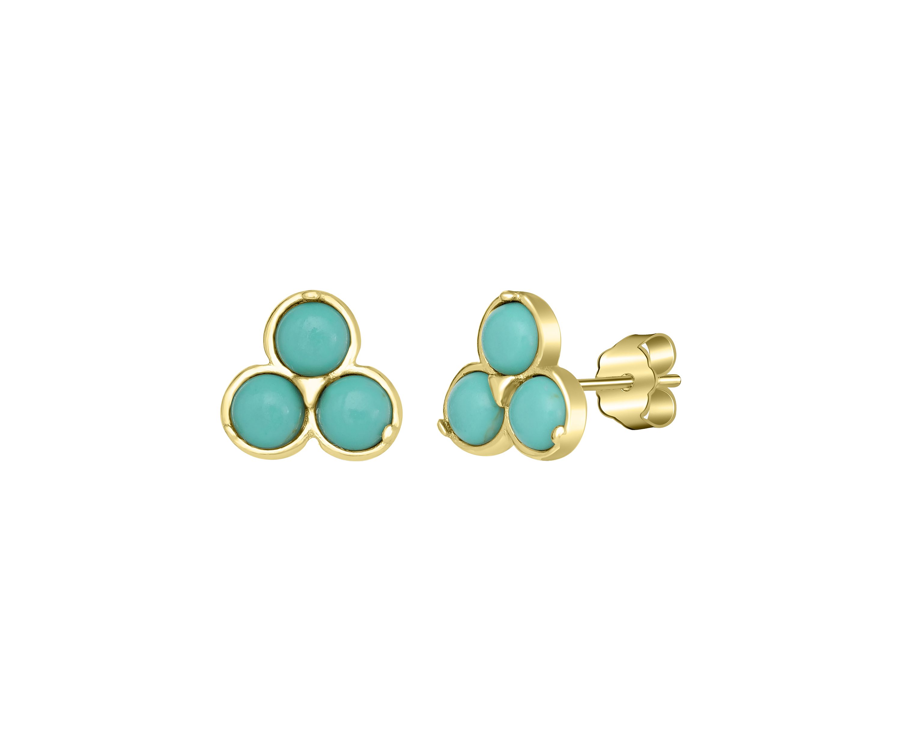 Gold Over Sterling Silver Trillion Cut Stud Earrings