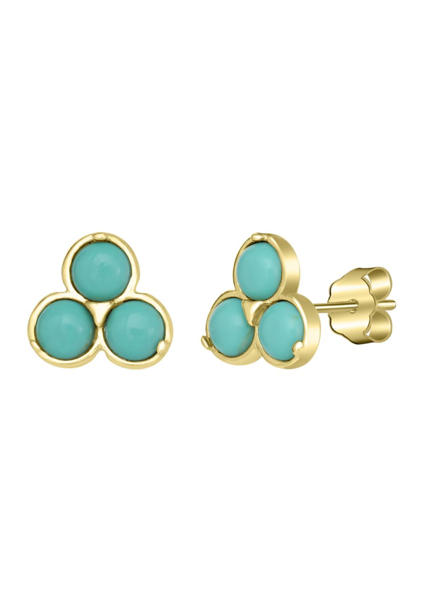 Gold Over Sterling Silver Trillion Cut Stud Earrings
