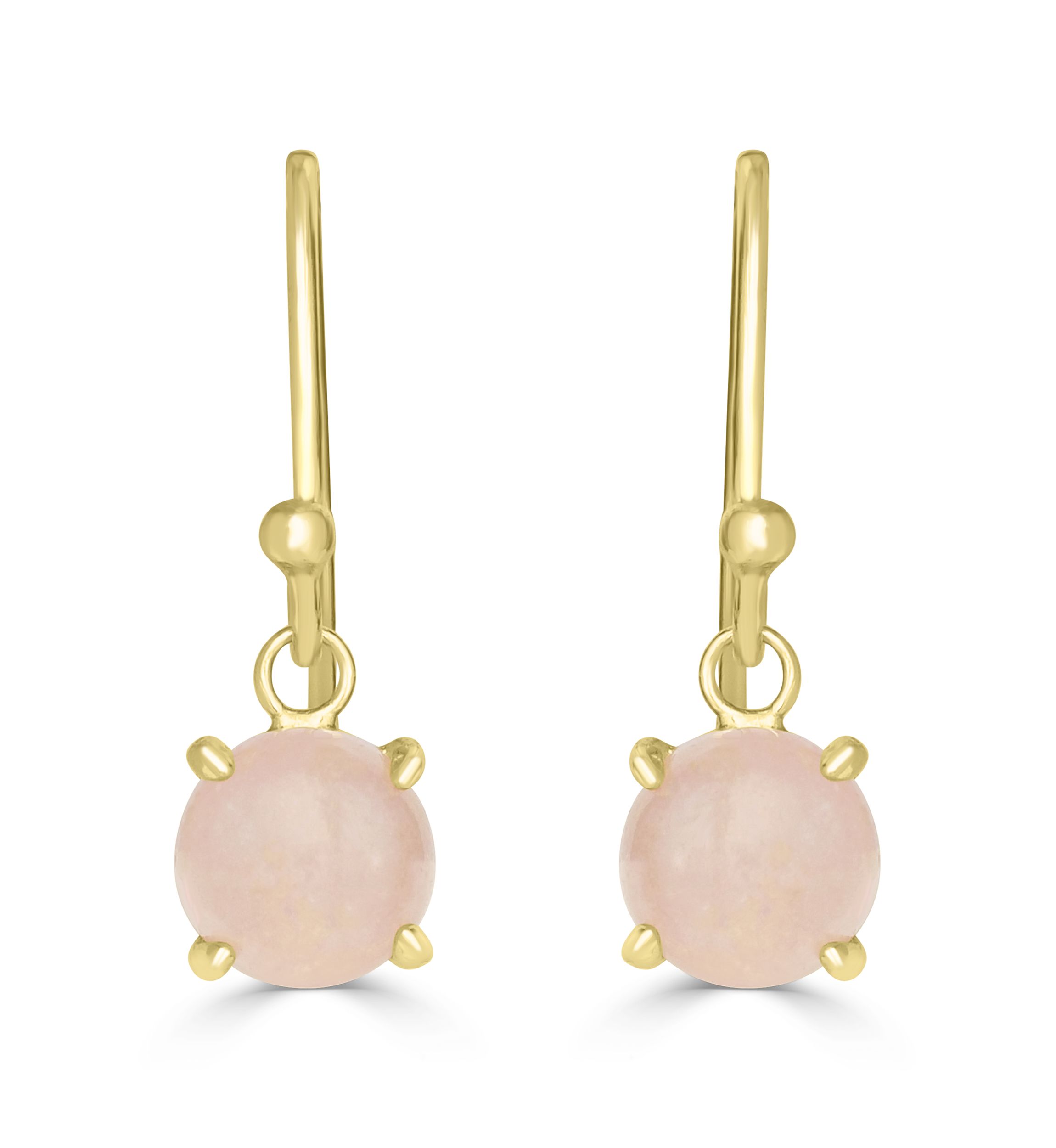 Gold Plated Round Stone Drop Earrings