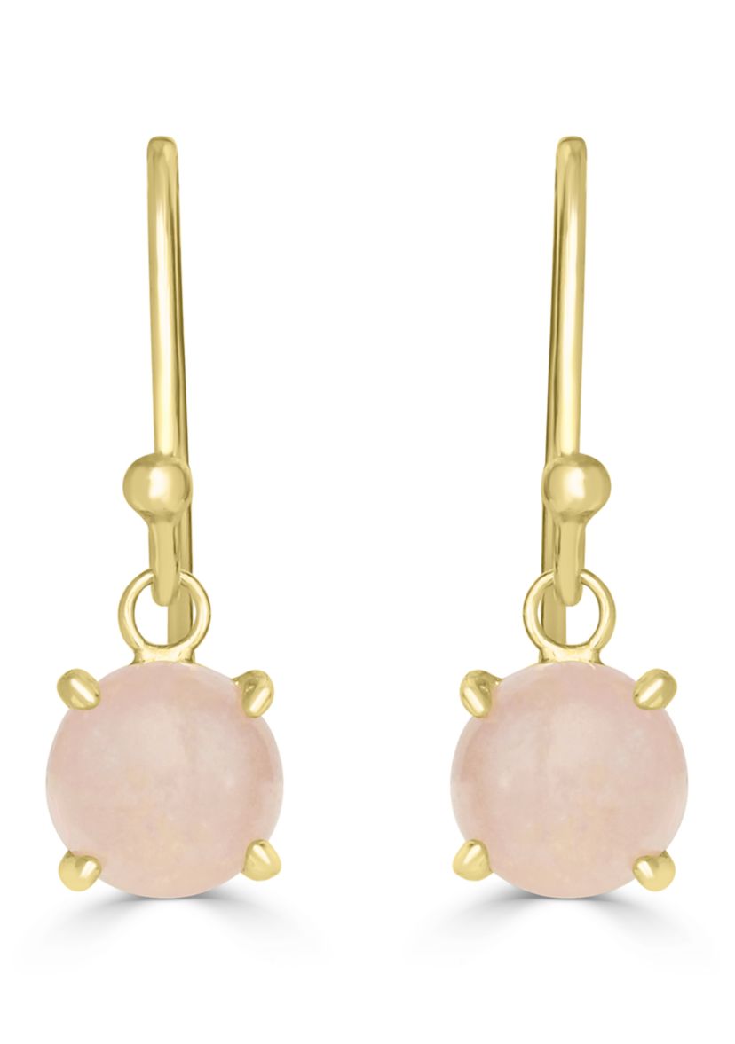 Gold Plated Round Stone Drop Earrings