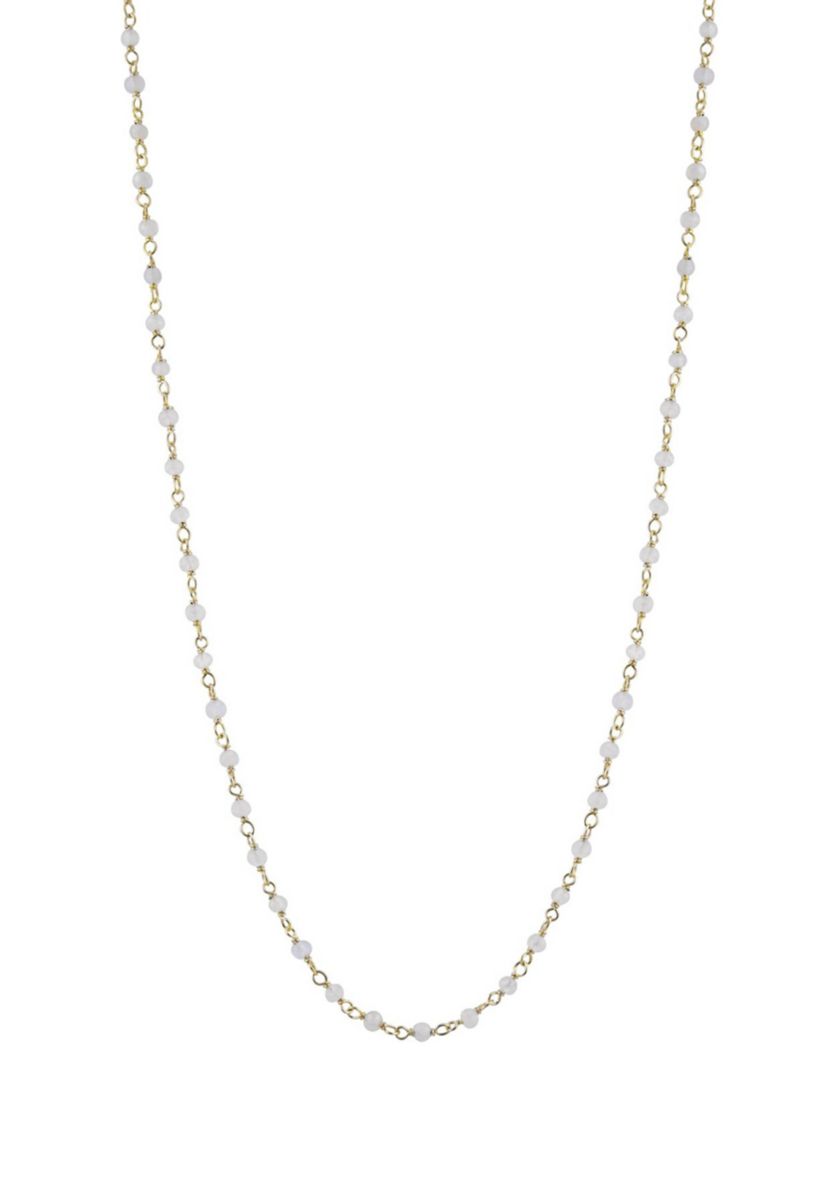 Gold Over Sterling Silver Beaded Station Necklace