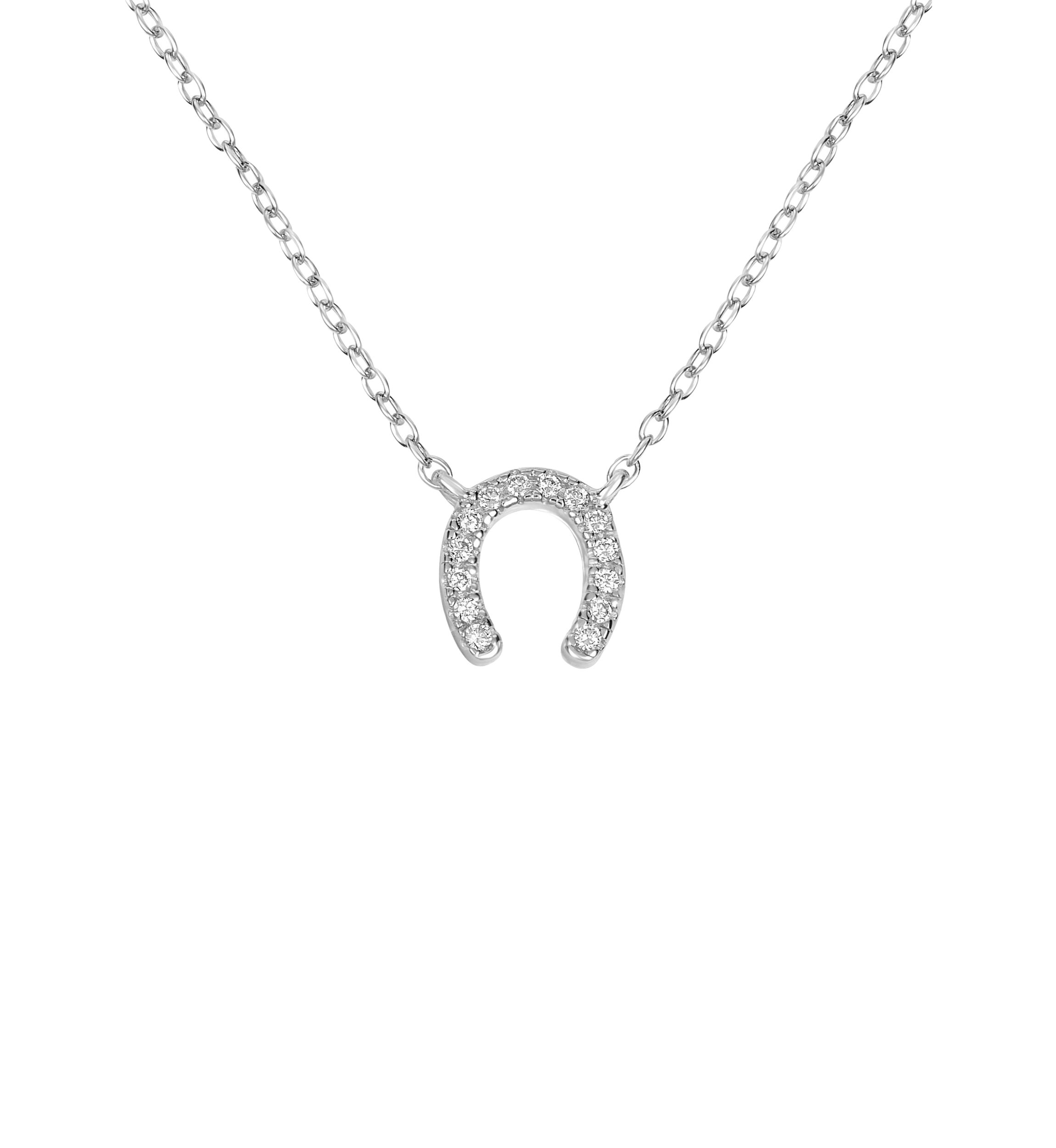 Sterling Silver Cubic Zirconia Horseshoe Pendant Necklace