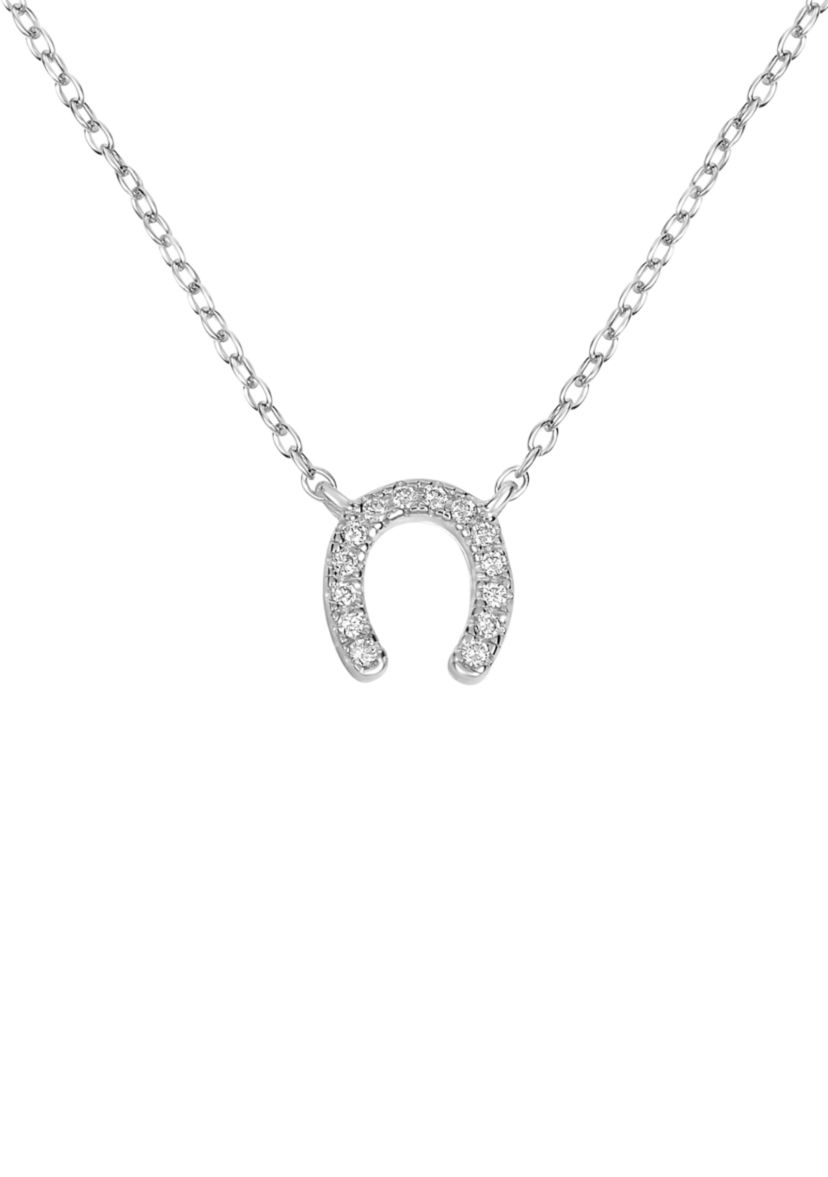 Sterling Silver Cubic Zirconia Horseshoe Pendant Necklace