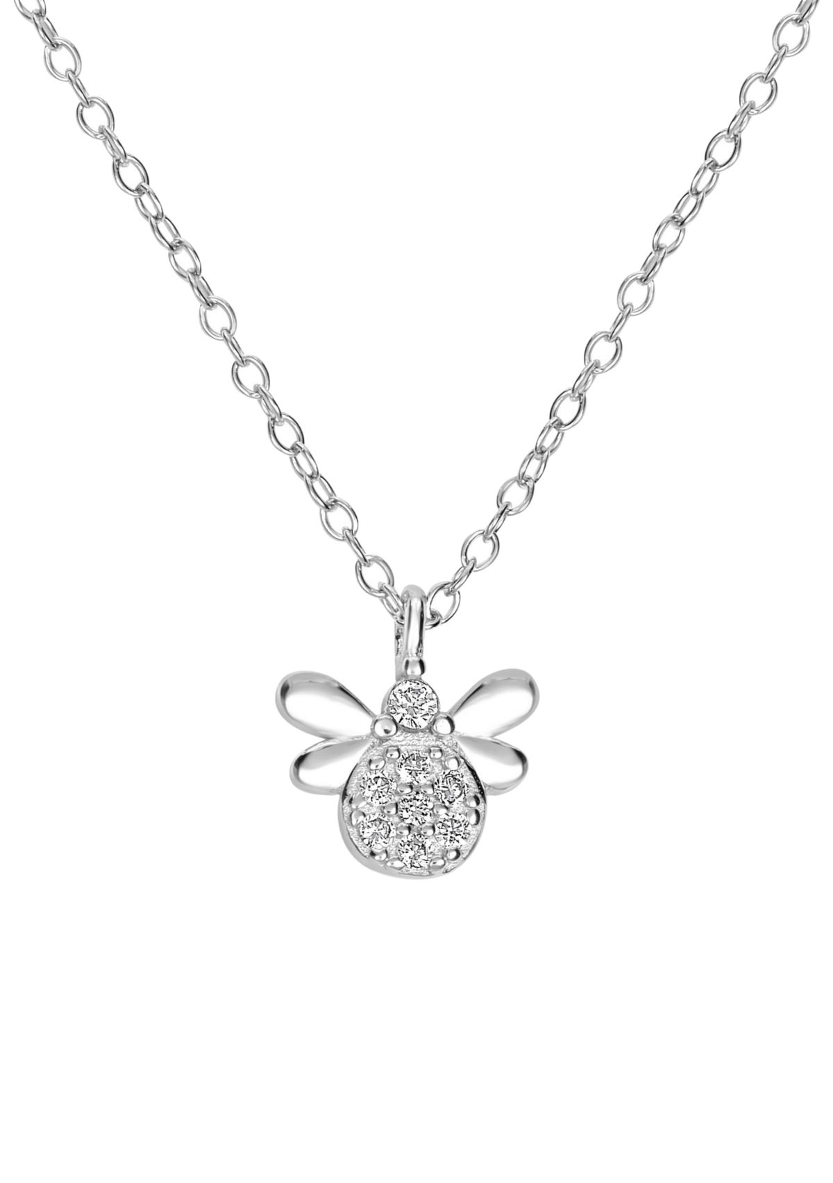 Sterling Silver Cubic Zirconia Bee Pendant Necklace