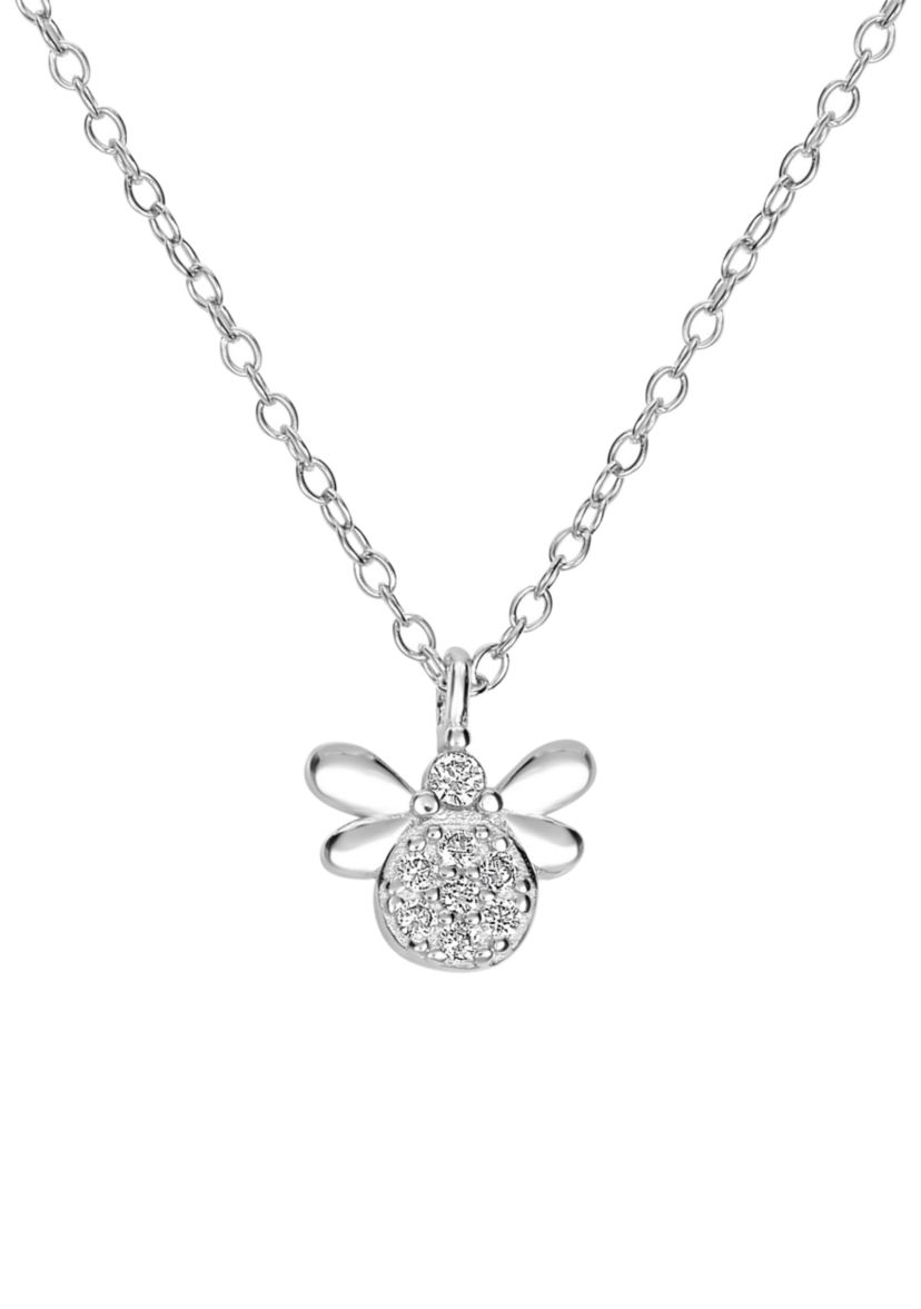 Sterling Silver Cubic Zirconia Bee Pendant Necklace