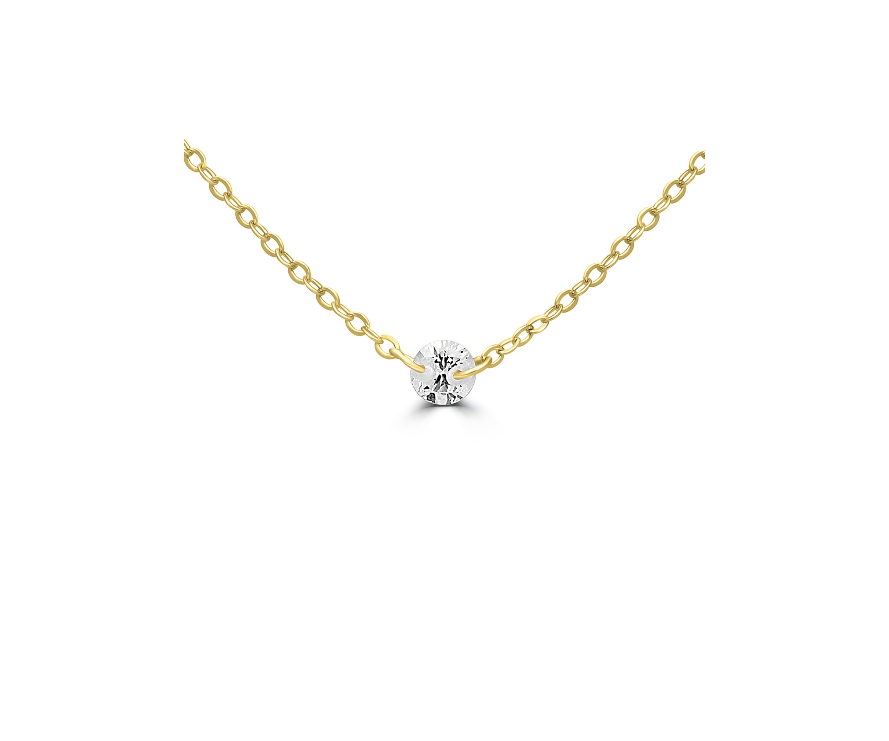 Gold Over Sterling Silver Cubic Zirconia Solitaire Necklace 