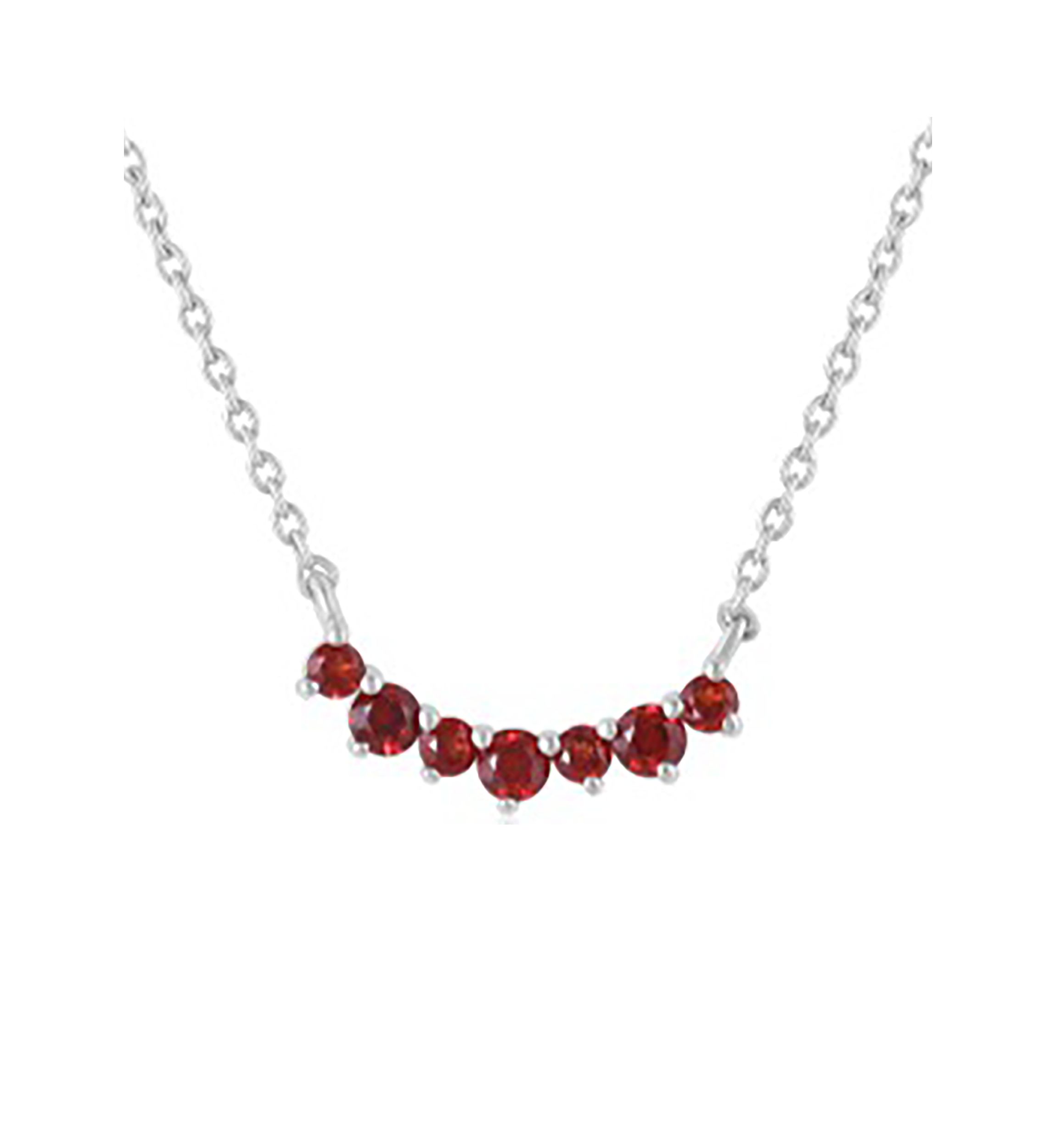 Sterling Silver Curve Bar Stone Necklace
