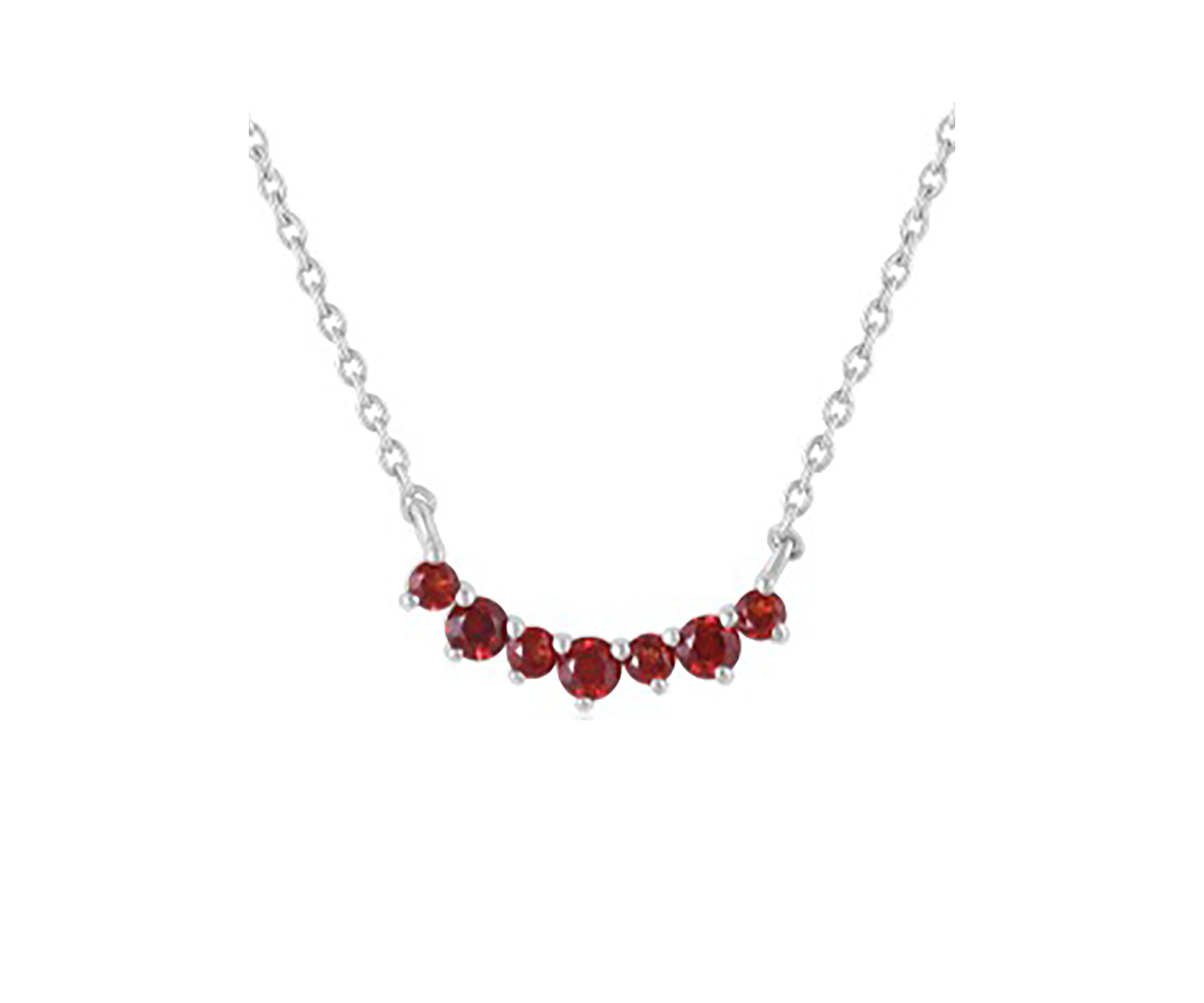 Sterling Silver Curve Bar Stone Necklace