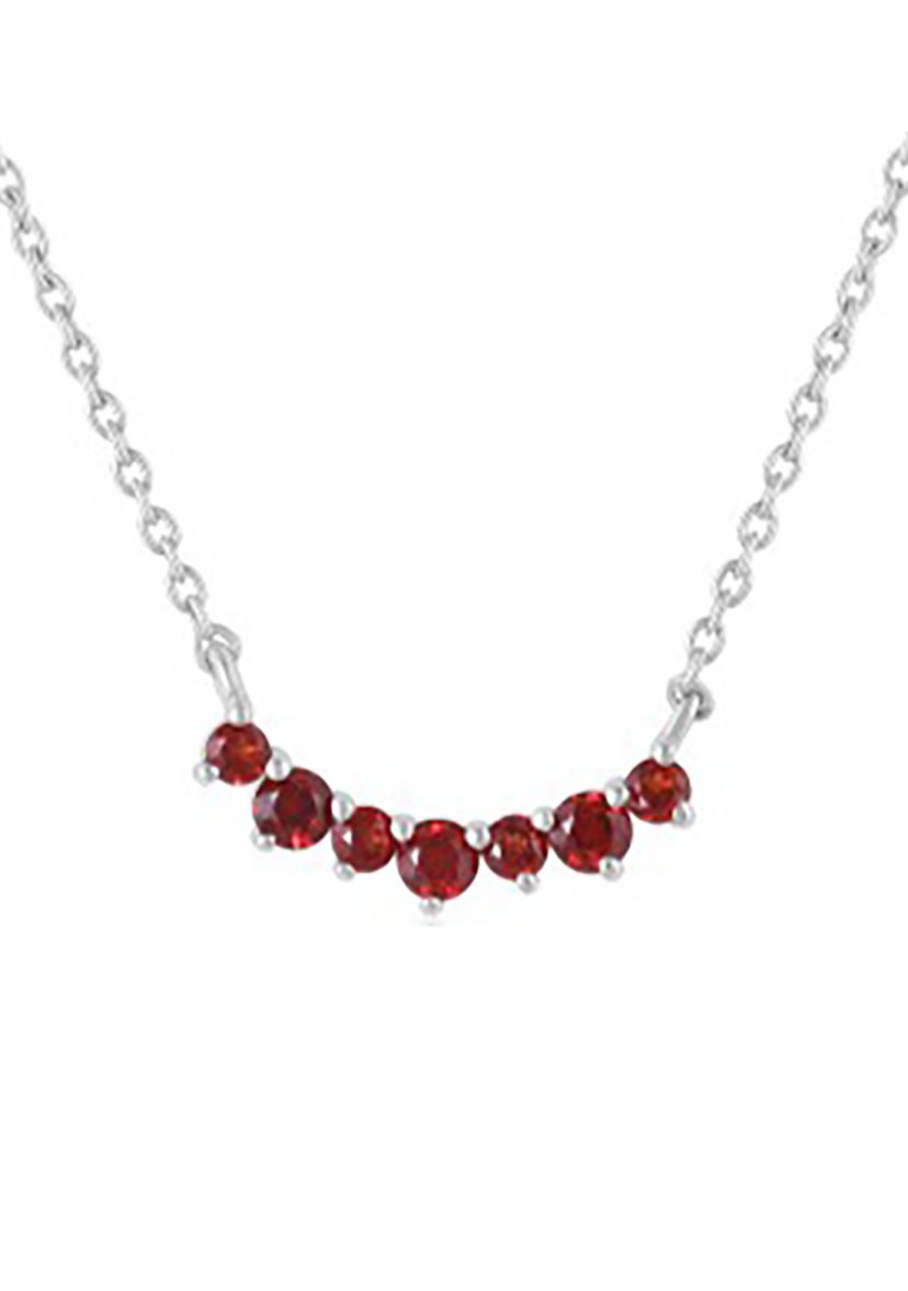 Sterling Silver Curve Bar Stone Necklace