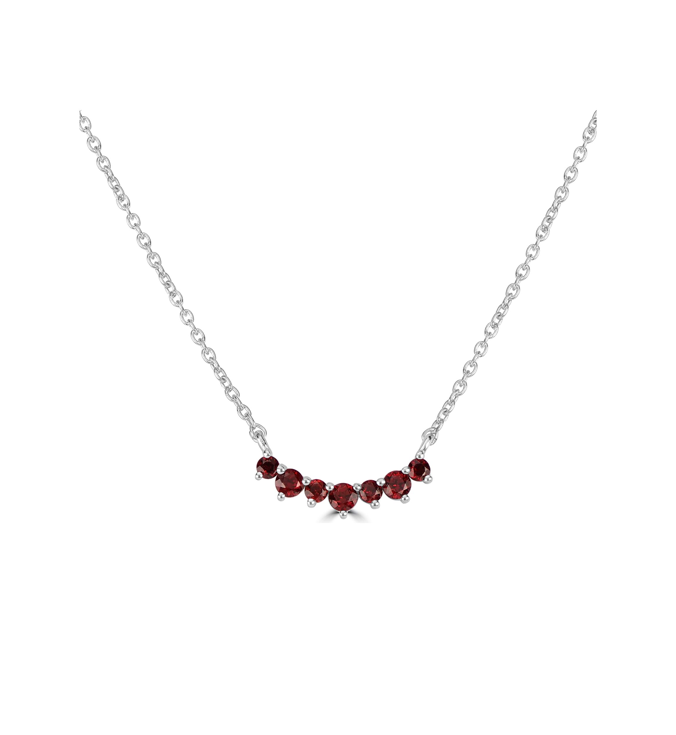 Sterling Silver Curve Bar Stone Necklace