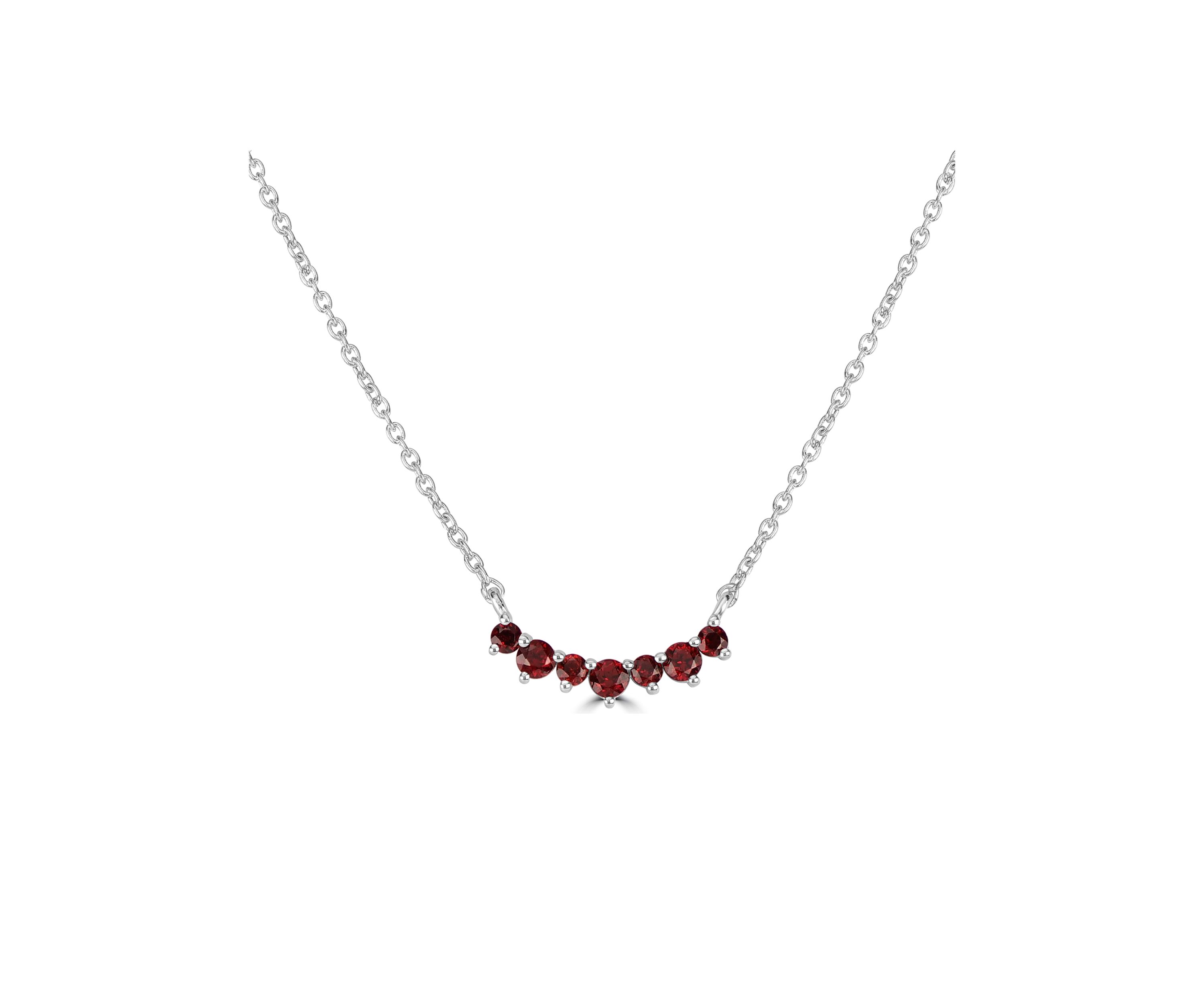 Sterling Silver Curve Bar Stone Necklace