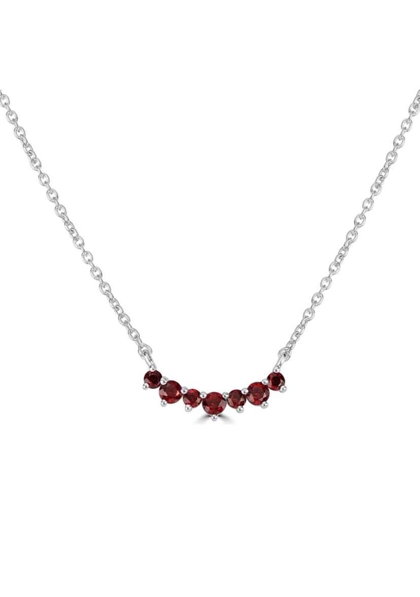 Sterling Silver Curve Bar Stone Necklace