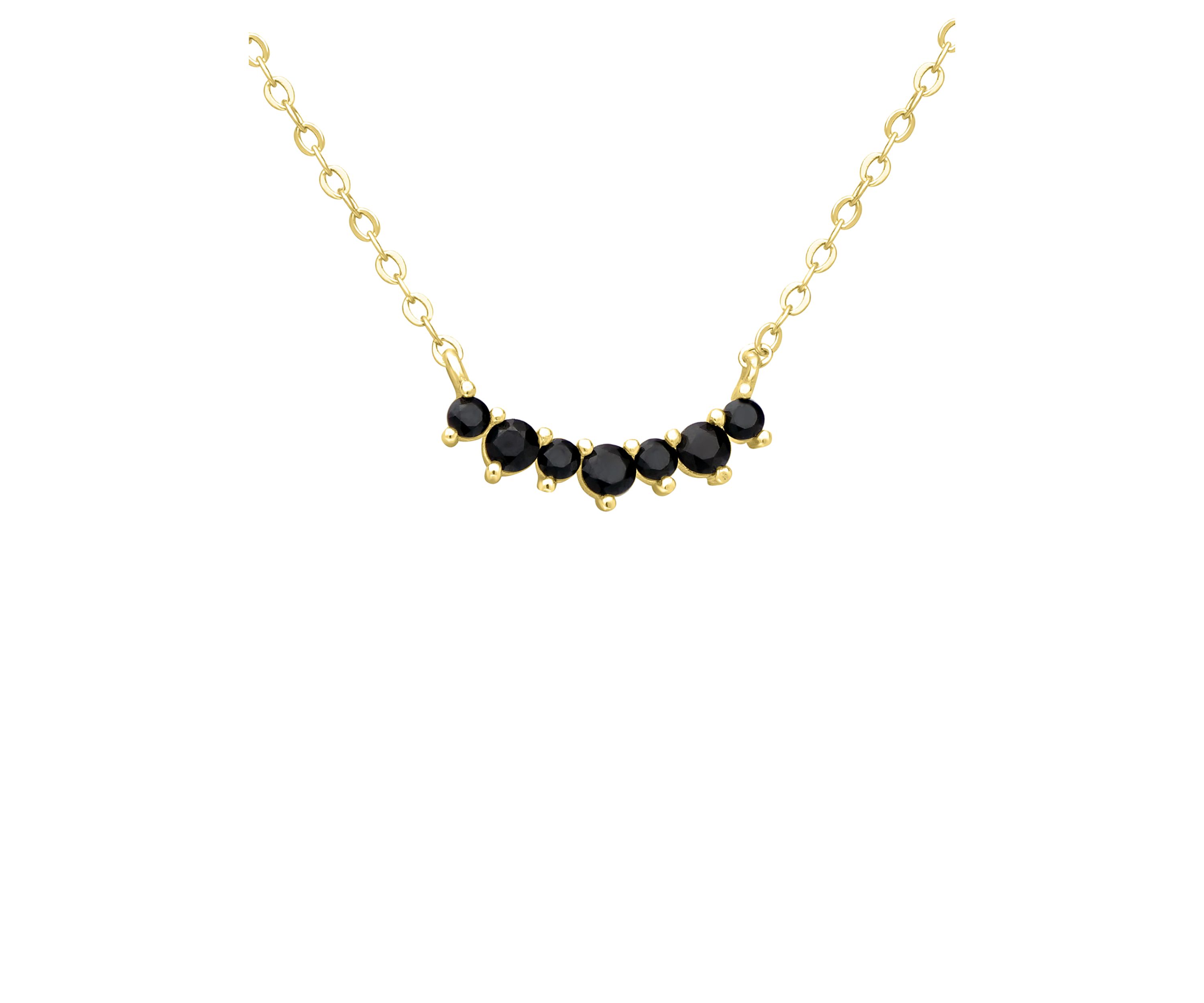 Gold Over Sterling Silver Black Cubic Zirconia Curved Necklace 