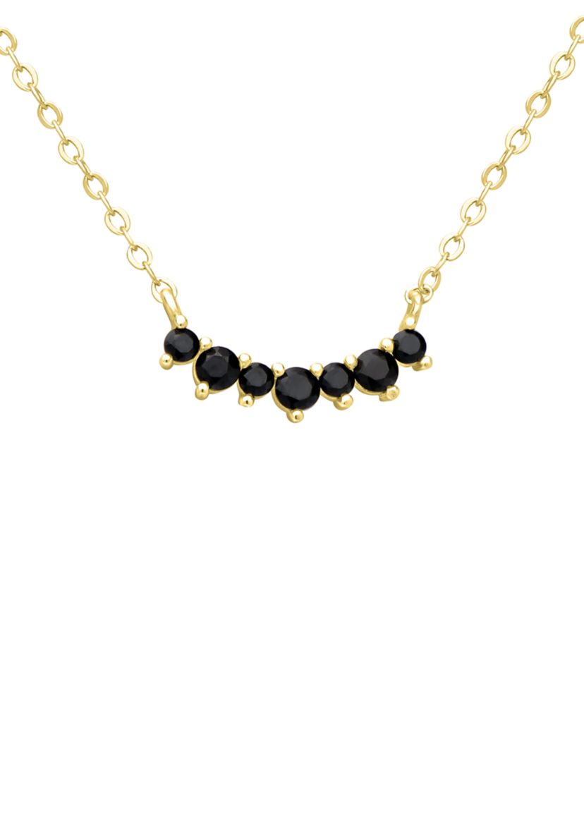 Gold Over Sterling Silver Black Cubic Zirconia Curved Necklace 