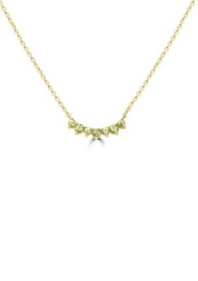 Belk Silverworks Gold Over Sterling Silver Peridot 7 Stone Necklace