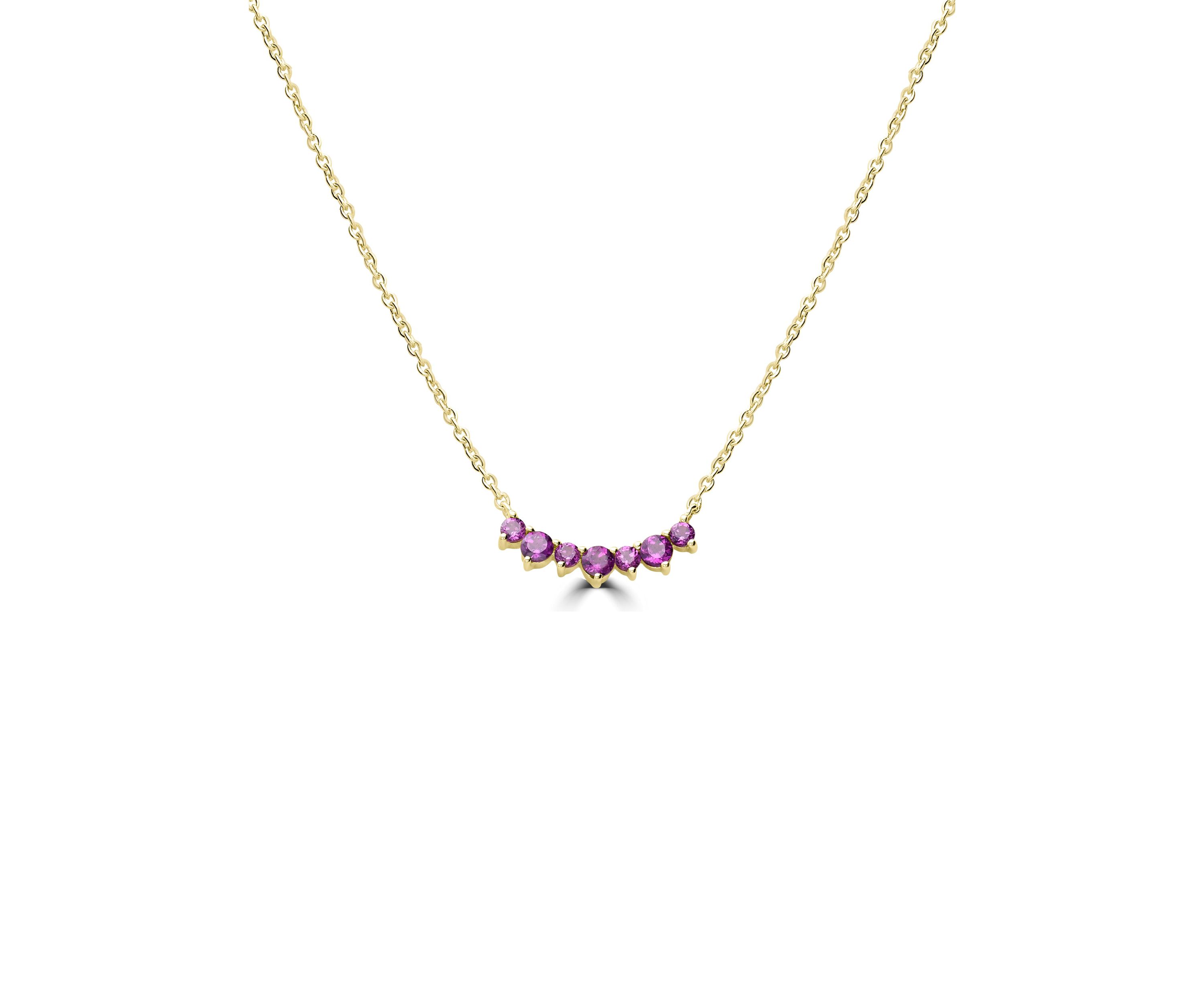 Gold Over Sterling Silver Rhodolite 7 Stone Necklace