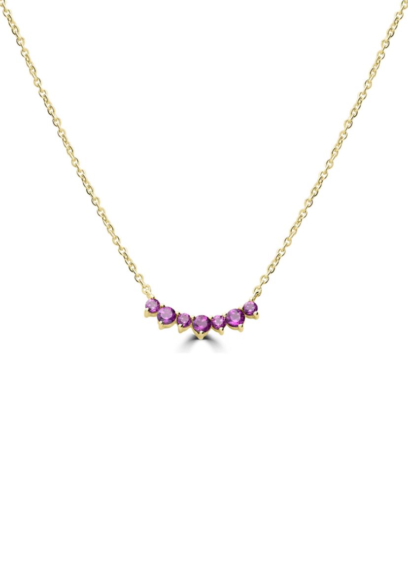 Gold Over Sterling Silver Rhodolite 7 Stone Necklace
