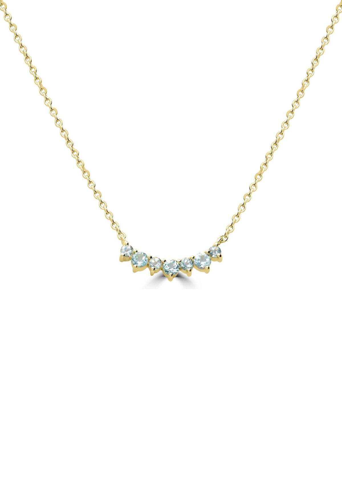 Gold Over Sterling Silver Blue Topaz 7 Stone Necklace