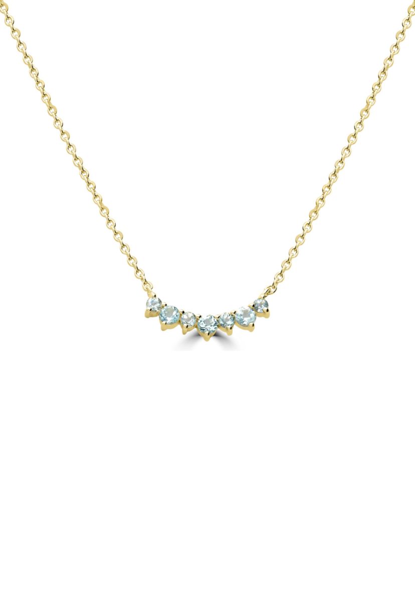 Gold Over Sterling Silver Blue Topaz 7 Stone Necklace