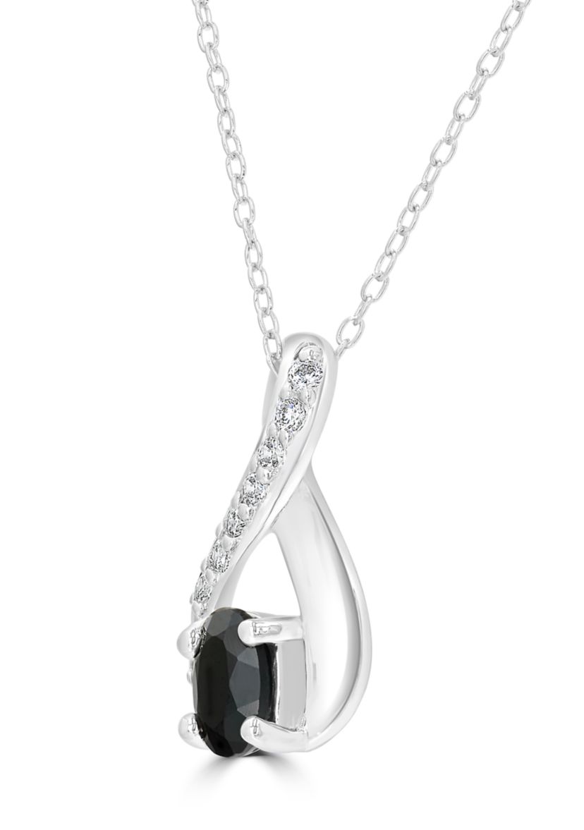 Silver Stone Infinity Pendant Necklace