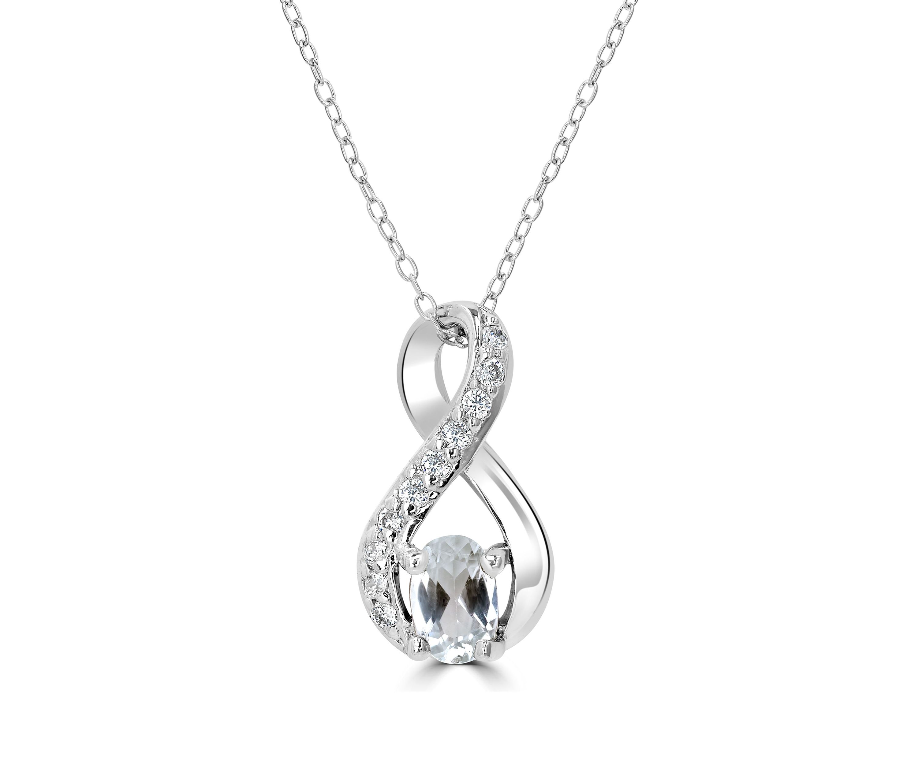 Sterling Silver White Topaz and Cubic Zirconia Infinity Necklace
