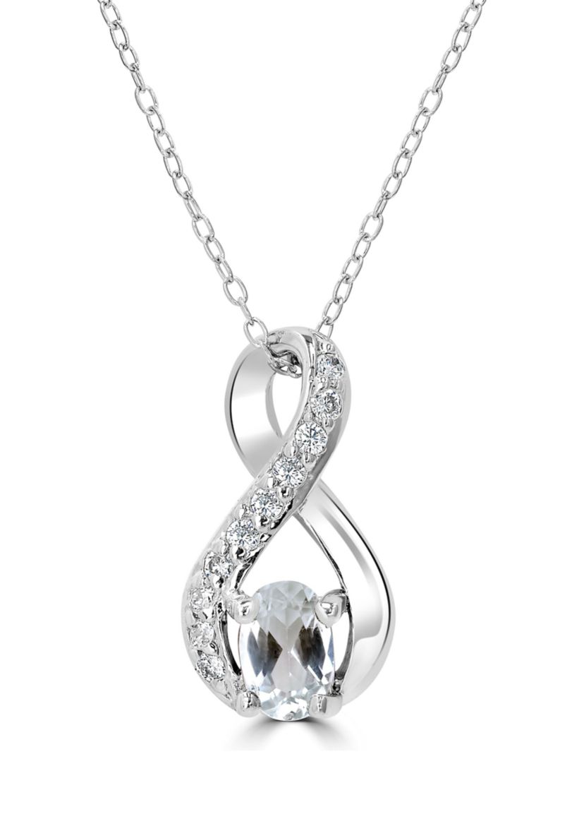 Sterling Silver White Topaz and Cubic Zirconia Infinity Necklace