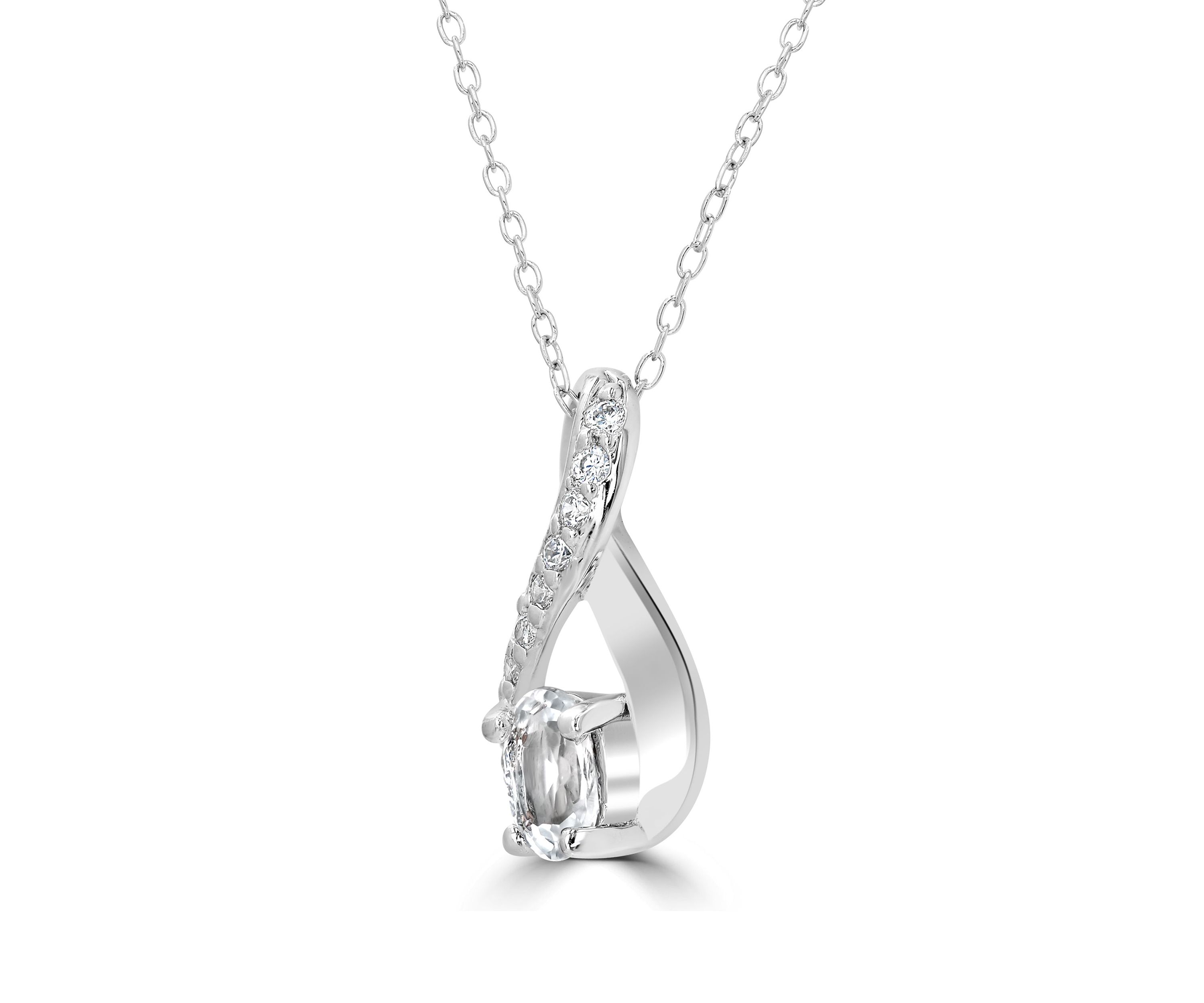 Sterling Silver White Topaz and Cubic Zirconia Infinity Necklace