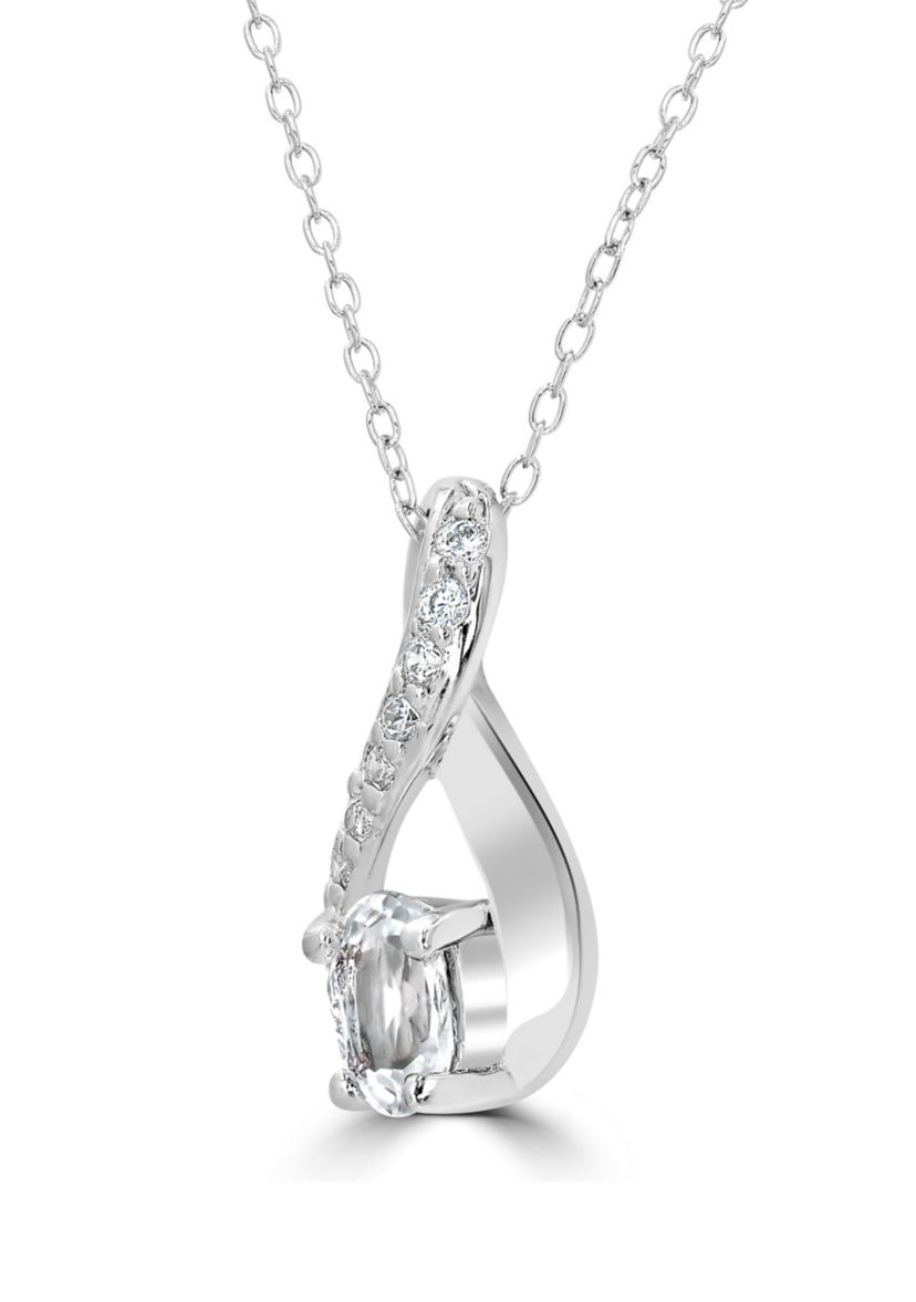 Sterling Silver White Topaz and Cubic Zirconia Infinity Necklace