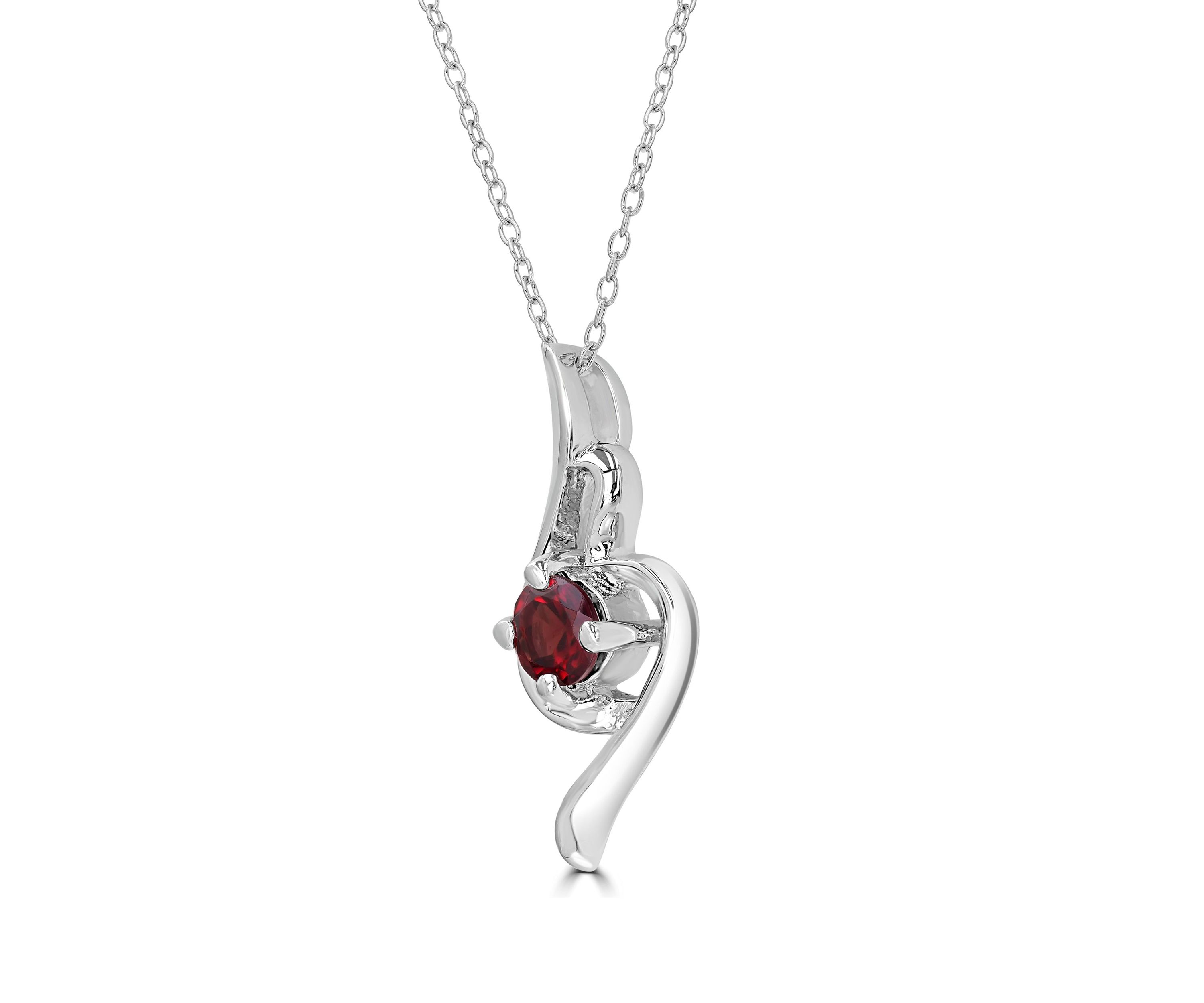 Sterling Silver Garnet Swirl Necklace