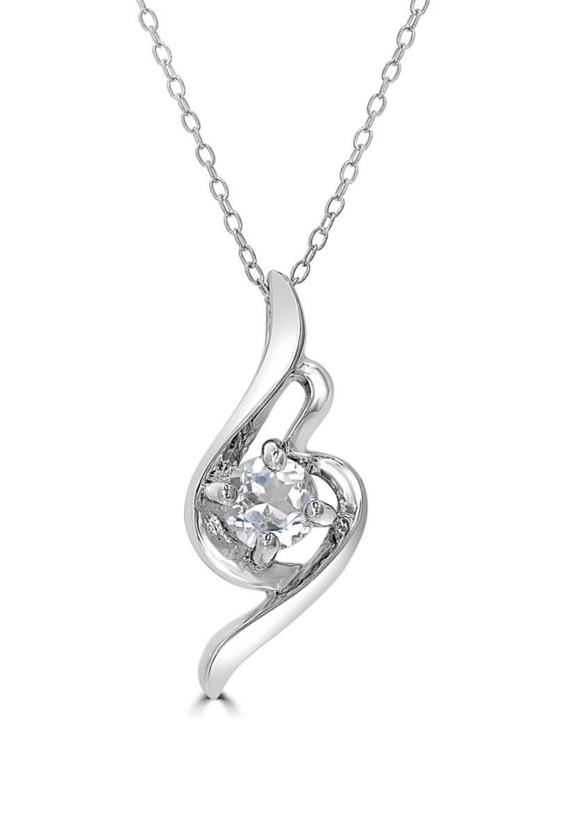 Sterling Silver White Topaz Swirl Necklace
