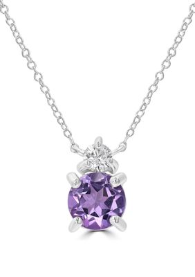 Belk Silverworks Sterling Silver Round Amethyst and Cubic Zirconia Neckalce