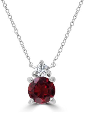 Belk Silverworks Sterling Silver Round Garnet and Cubic Zirconia Necklace