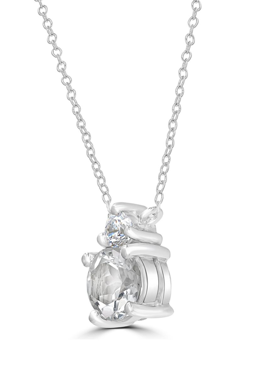 Sterling Silver Round White Topaz and Cubic Zirconia Necklace