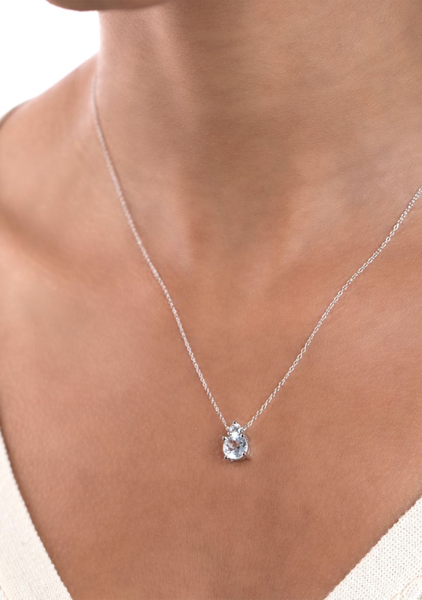 Sterling Silver Round White Topaz and Cubic Zirconia Necklace