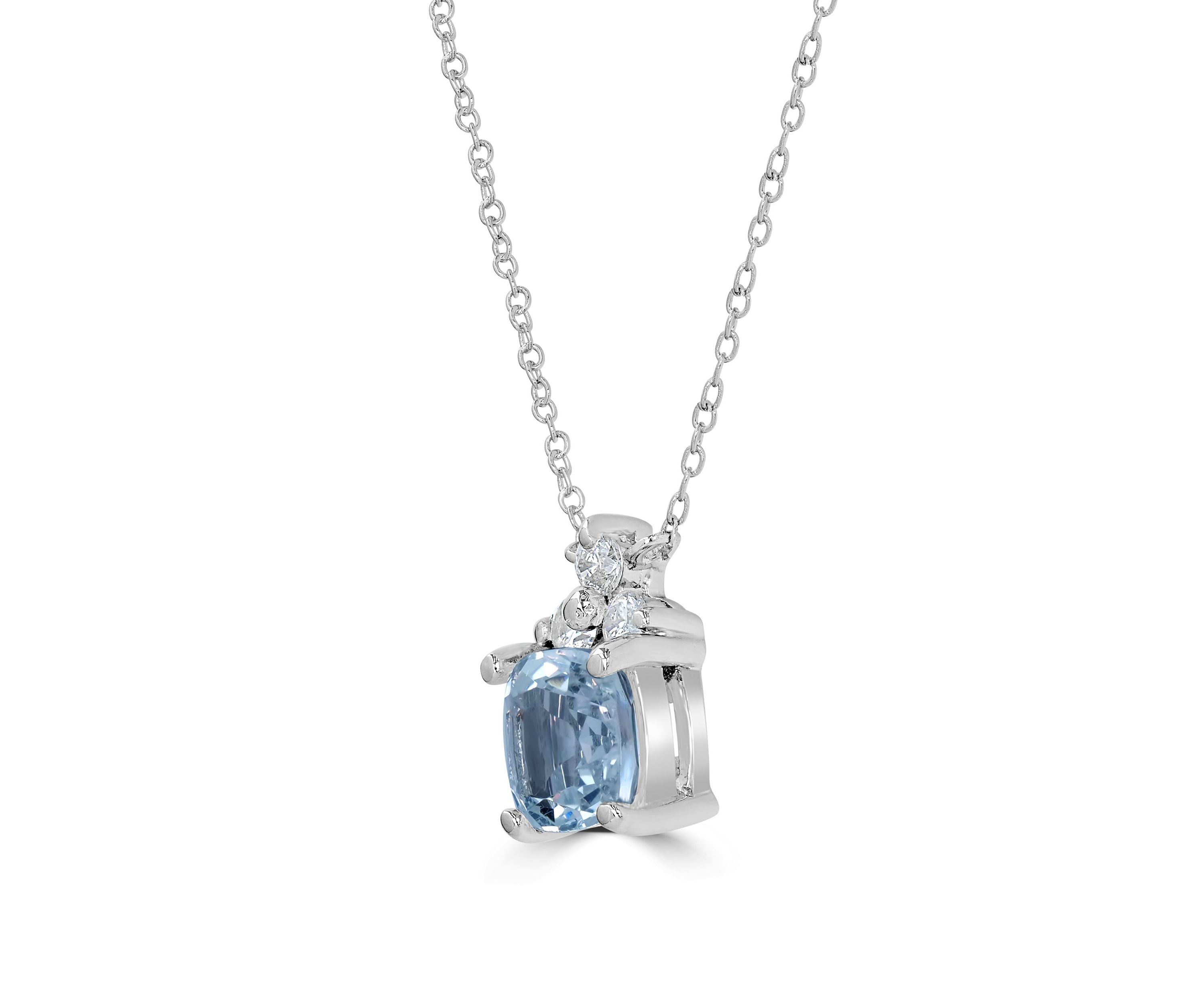 Sterling Silver Cushion Cut White Topaz and Cubic Zirconia Necklace