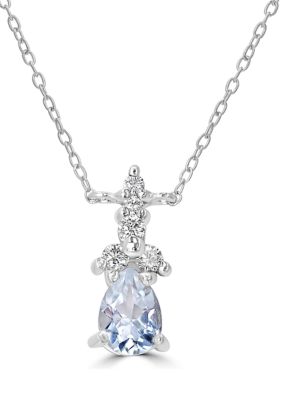 Belk Silverworks Sterling Silver Pear Cut White Topaz and Cubic Zirconia Necklace